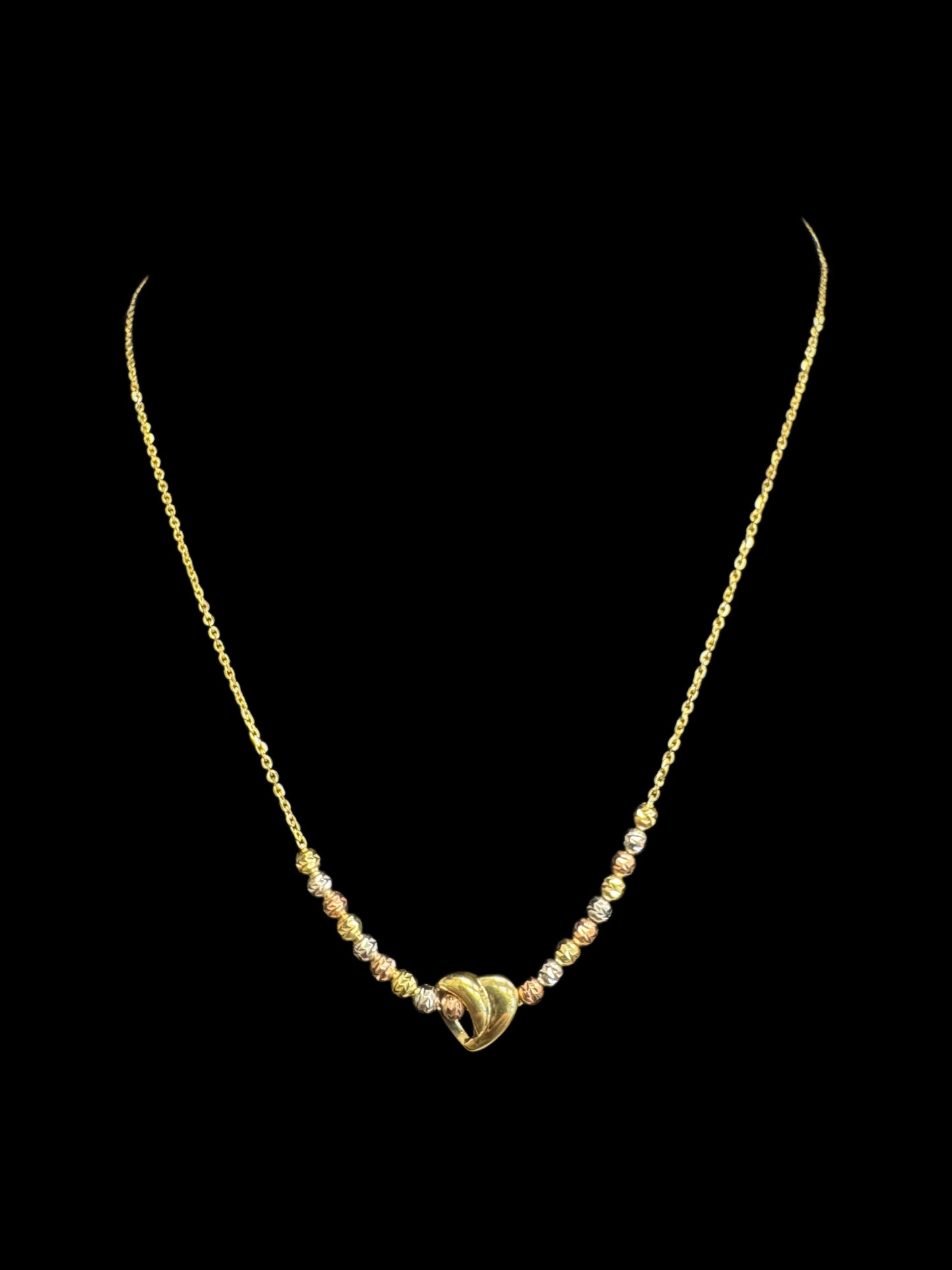 14K GOLD NECKLACE 3 TONES - HEART (4GR 18")