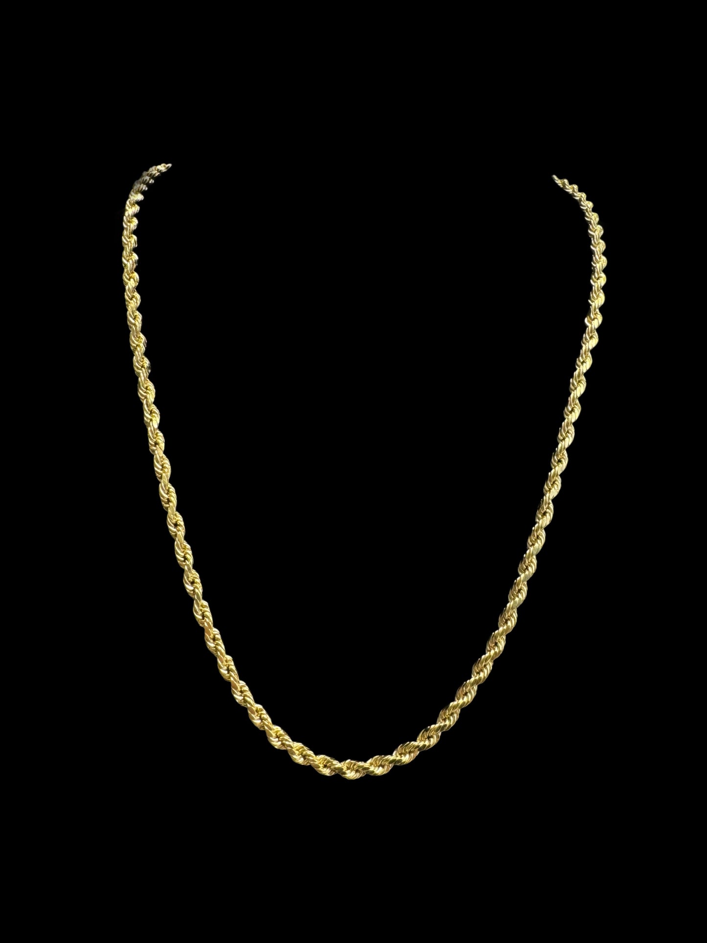 14K GOLD ROPE HOLLOW YELLOW CHAIN (8.8GR 4MM 24"