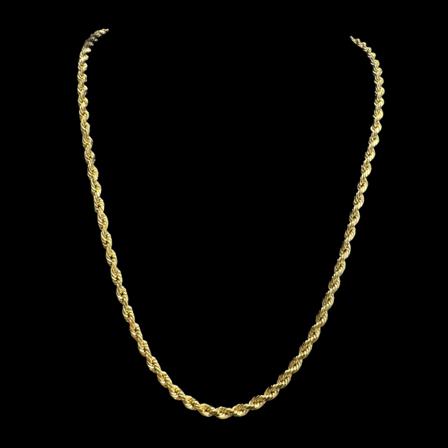 14K GOLD ROPE HOLLOW YELLOW CHAIN (8.8GR 4MM 24"