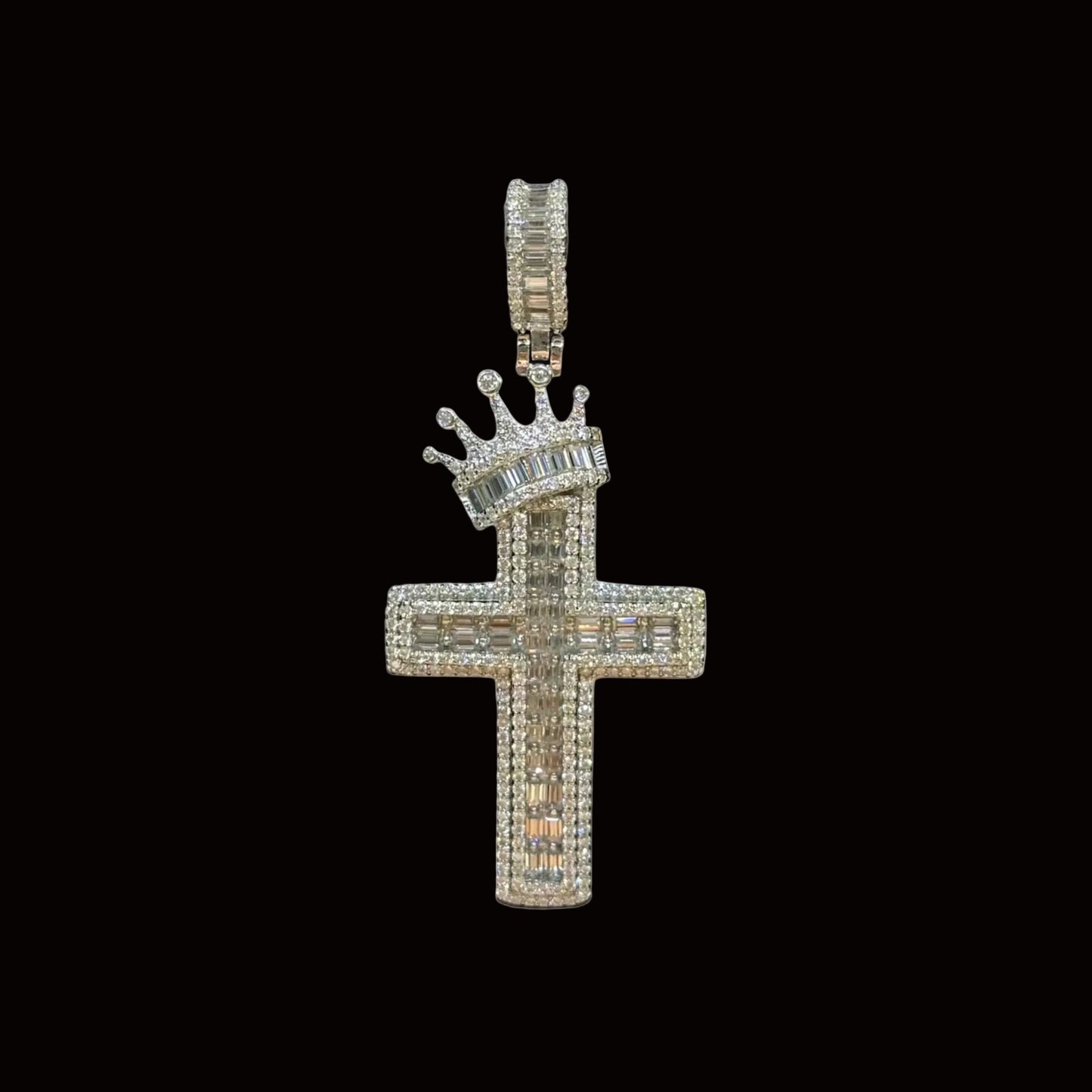 925 SILVER MOISSANITE CROSS PENDANT (11.1GR 3.37CTW VVS)