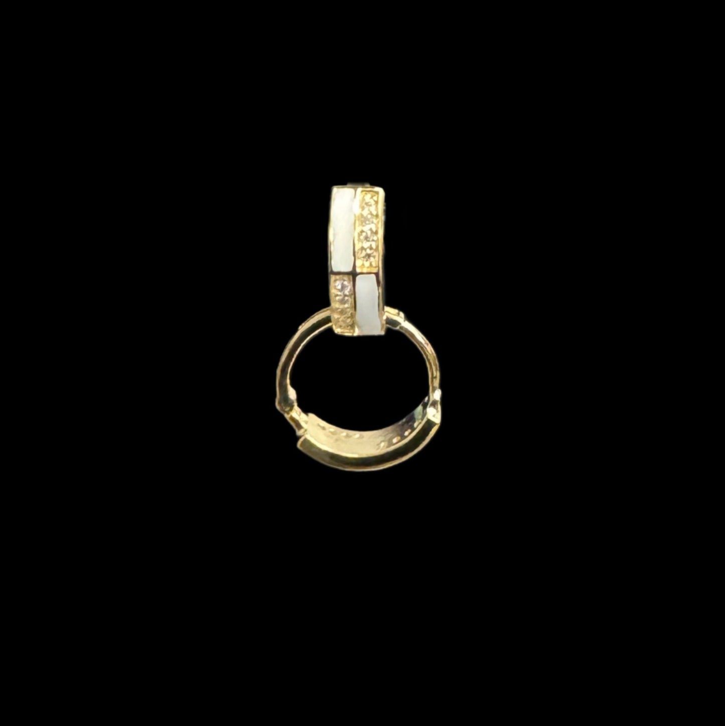 14K GOLD HUGGIES ENNAMEL EARRINGS (1.4GR)
