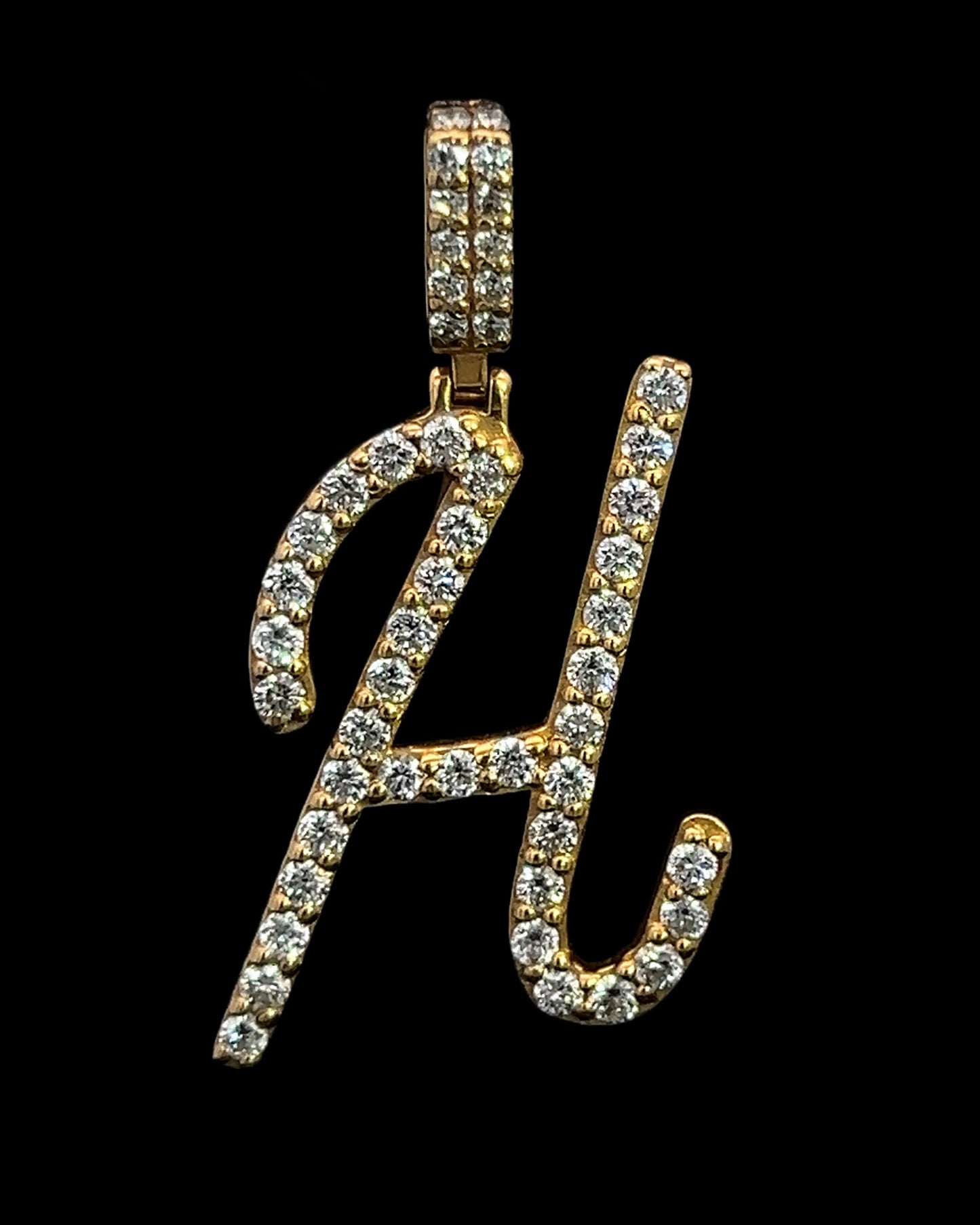 Yellow Gold Letter H Pendant 0.97CT 3.2GR 14K