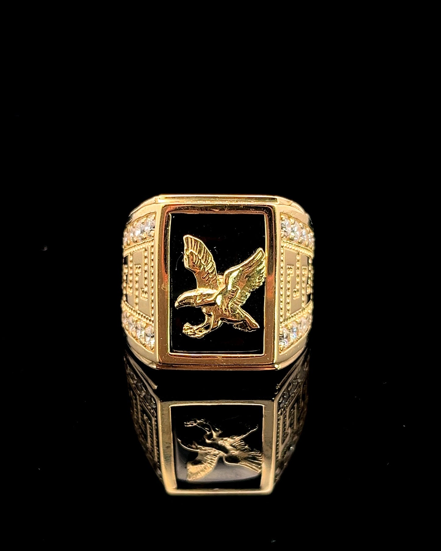 ANILLO AGUILA CUADRADO CZ 11.7GR 14K 10.5"