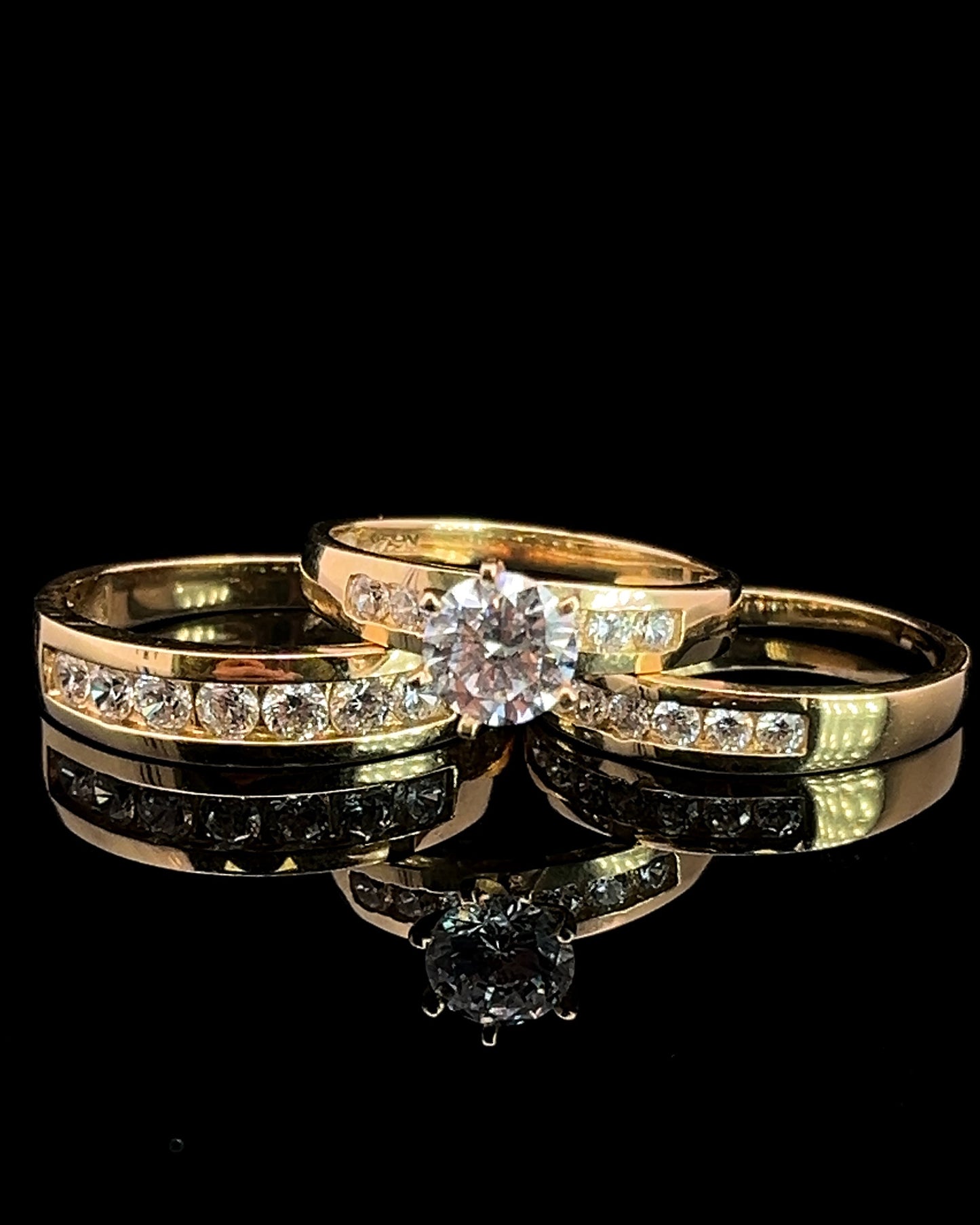 Yellow Gold Trio Engagement Ring (CZ) 10.4GR 14K 7W 10M"