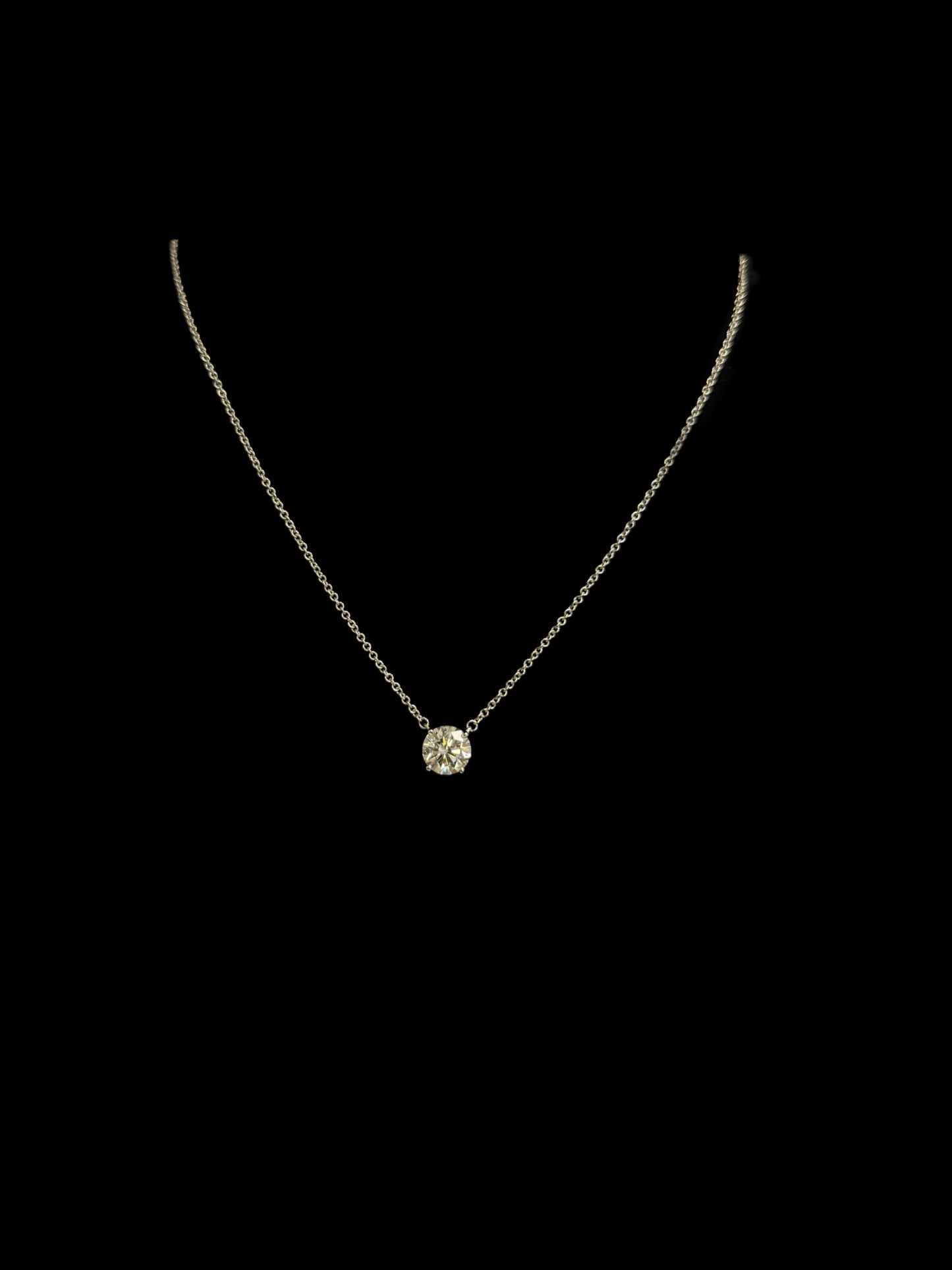 14K WHITE GOLD NECKLACE LAB DIAMOND (3.4GR 18")