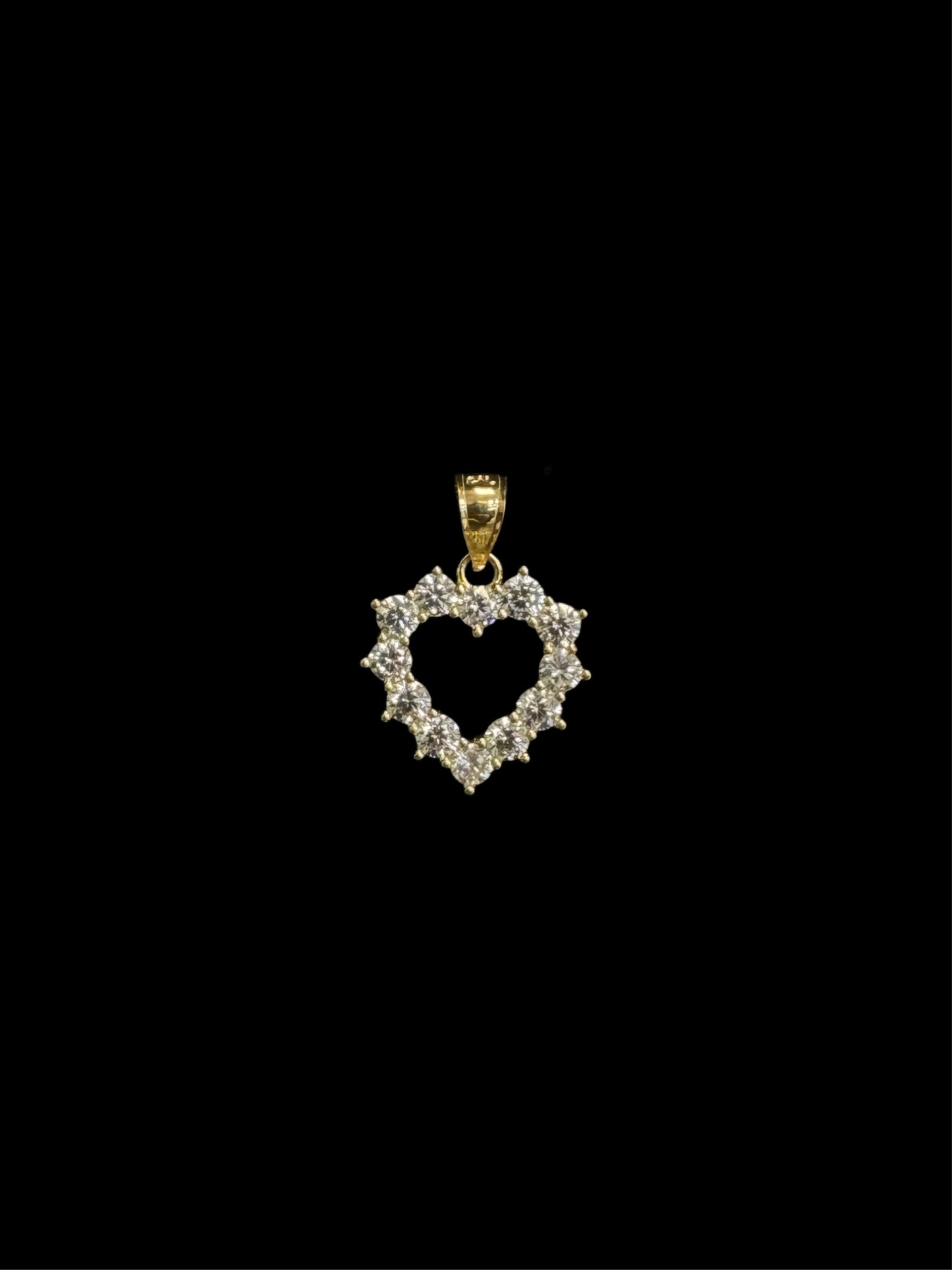 14K HEART PENDANT CZ (2.6GR)