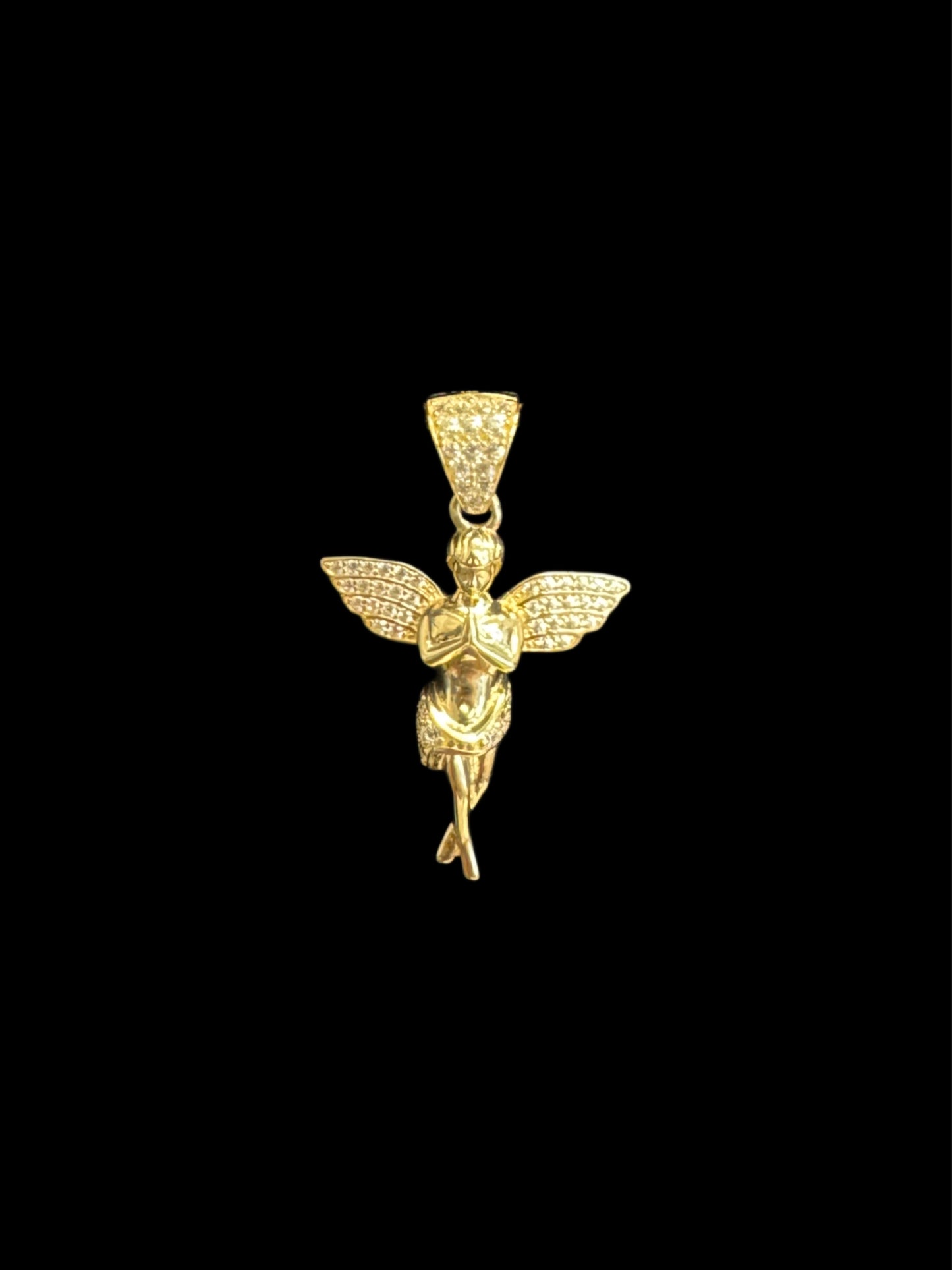14K GOLD ANGEL PENDANT CZ (2.6GR)