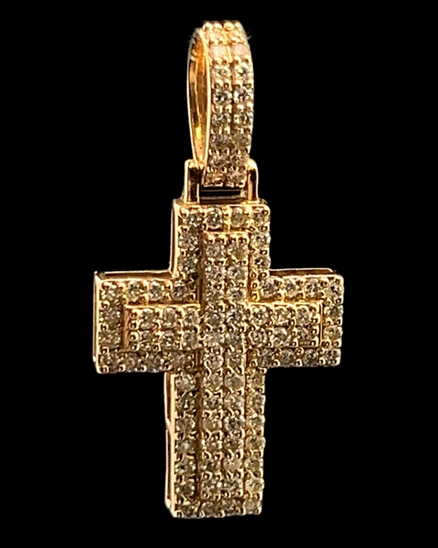 Yellow Gold Cross Pendant 0.39CT 1.2GR 14K