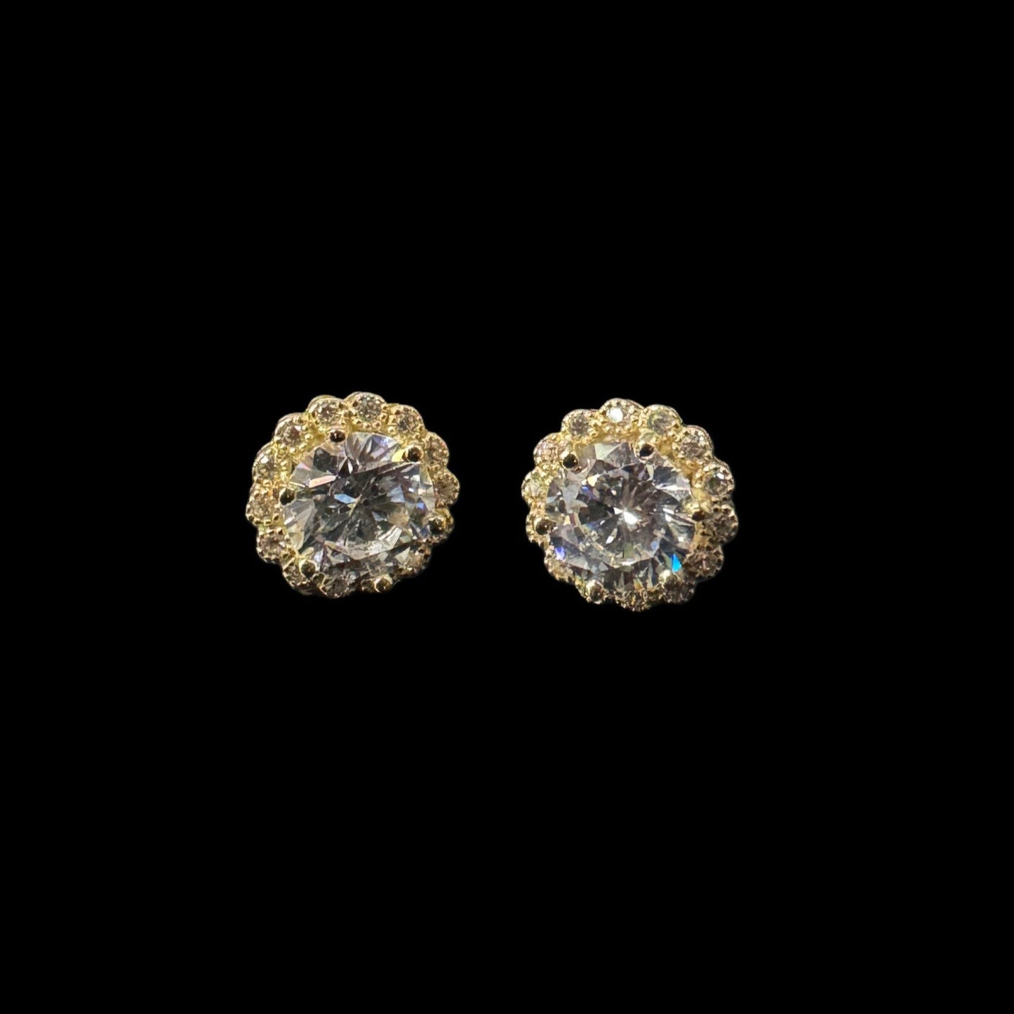 14K CZ FLOWER EARRINGS
