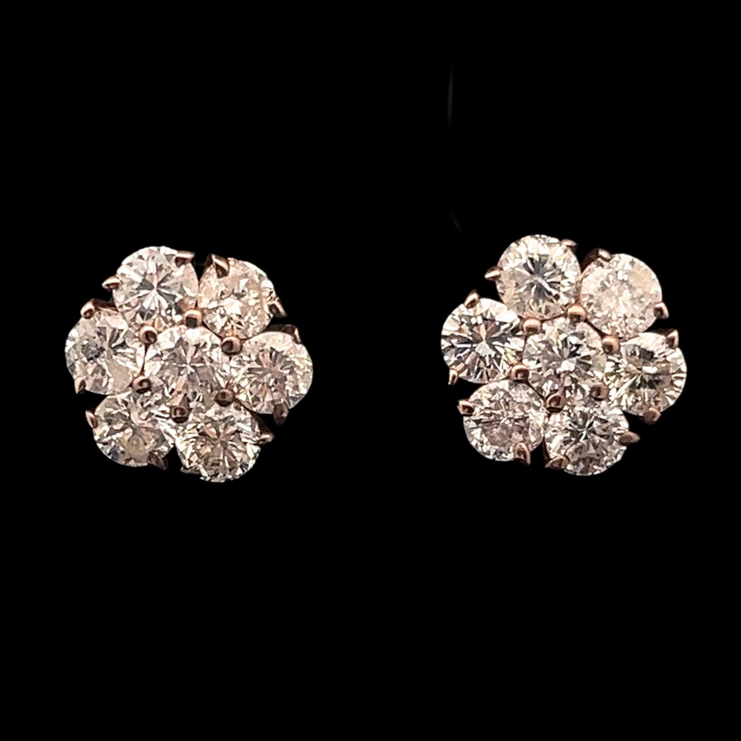 ARETES FLOR ROSADO DIAMANTES 1.5CT 1.9GR 14K
