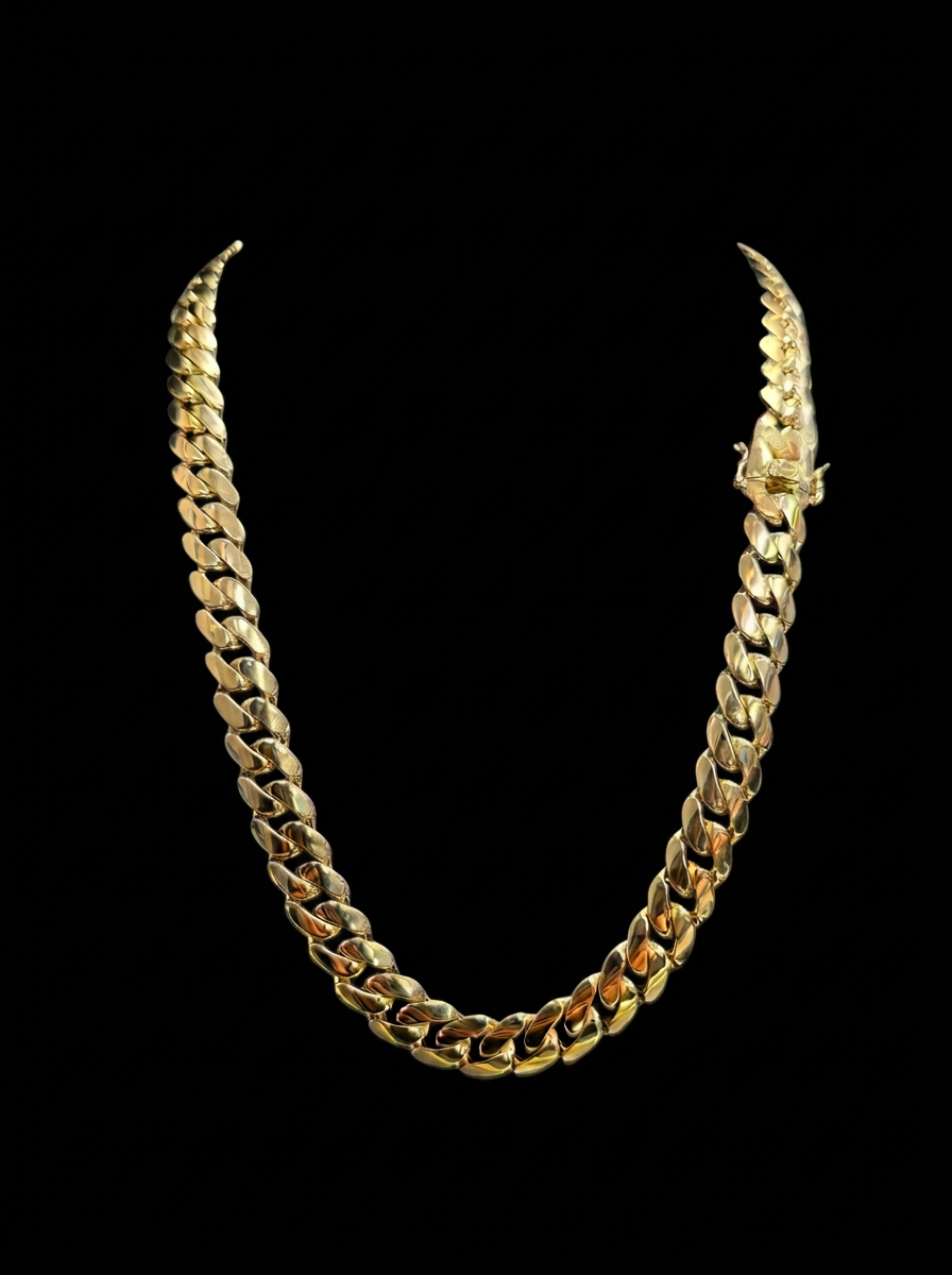14K GOLD SEMISOLID CUBAN CHAIN (48.5GR 11MM 24")