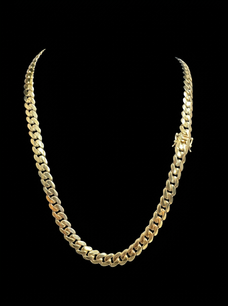 14K GOLD SEMISOLID CUBAN CHAIN (38.2GR 8.5MM 24")