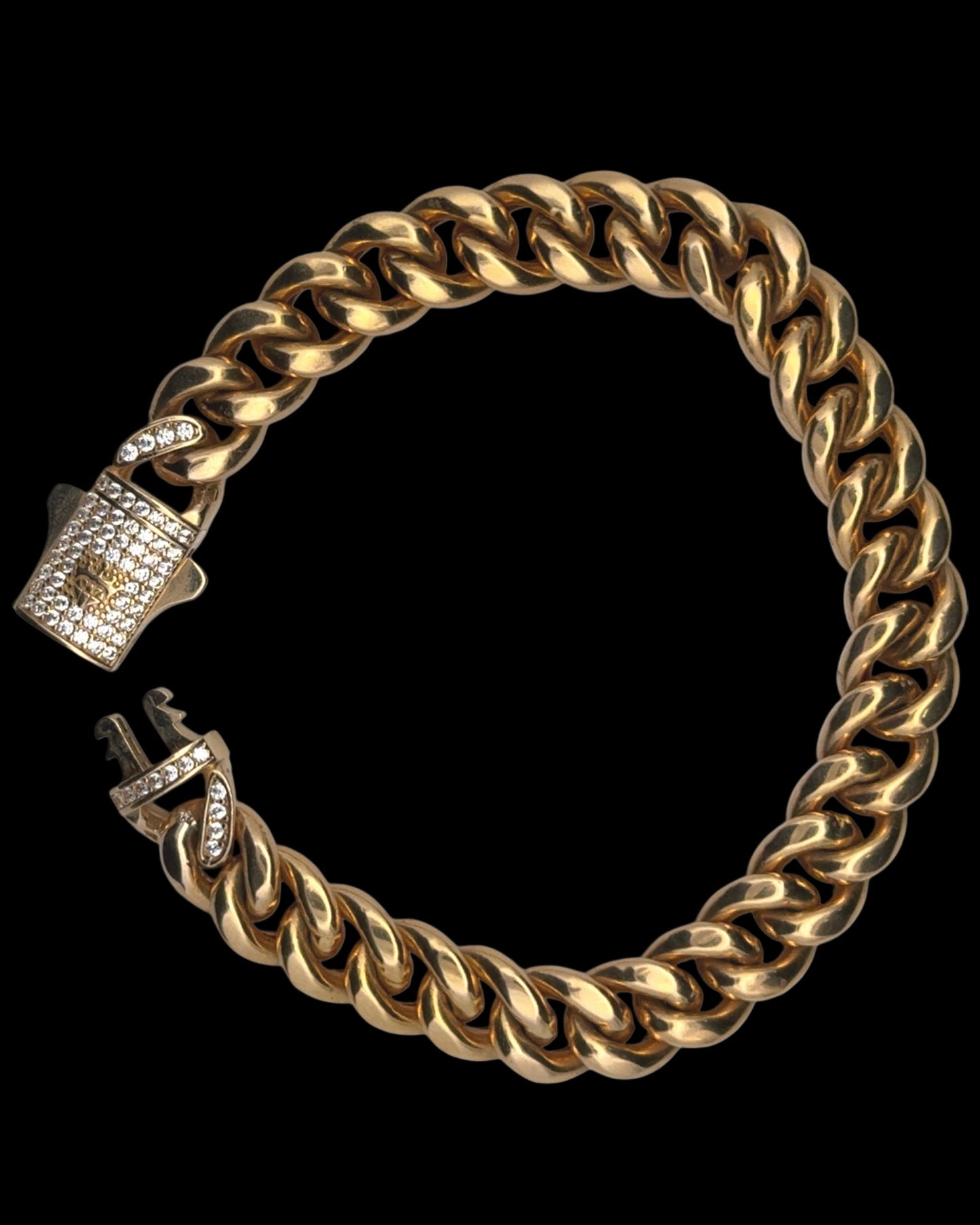 BRAZALETE MONACO CON BROCHE EN CZ 16.8GR 8.8MM 14K 7"