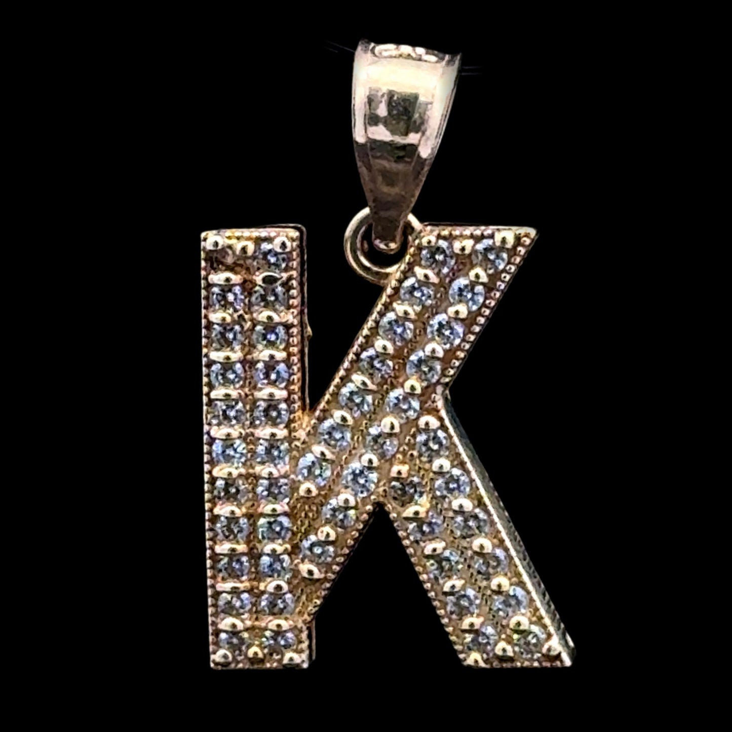 14K PENDANT LETTER K CZ (1.6GR)