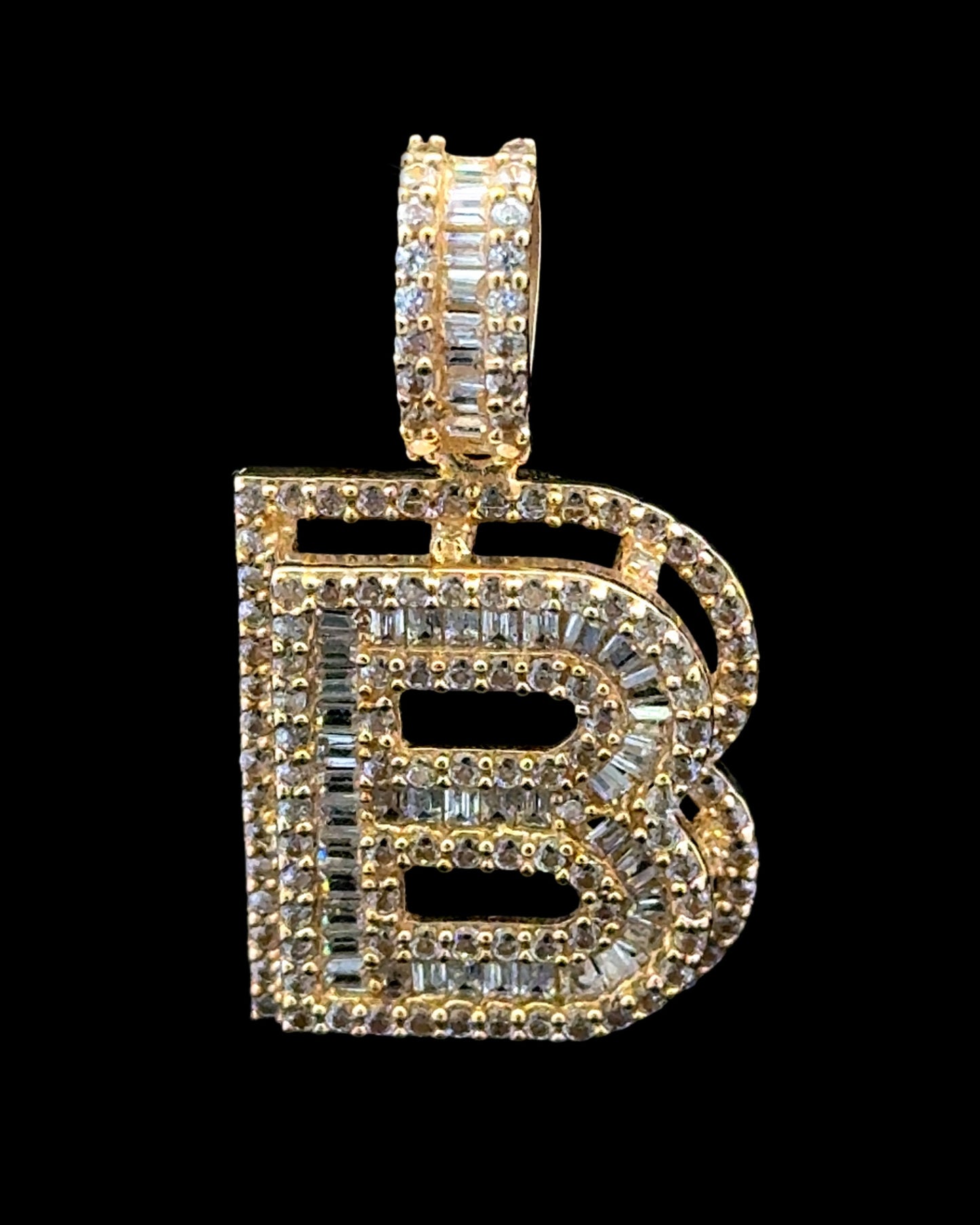 COLGANTE LETRA B BAGUETTES CZ 3.7GR 14K