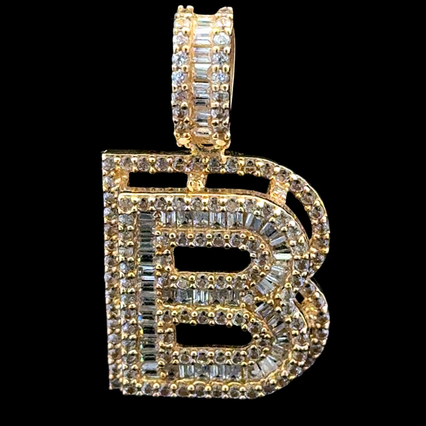 COLGANTE LETRA B BAGUETTES CZ 3.7GR 14K