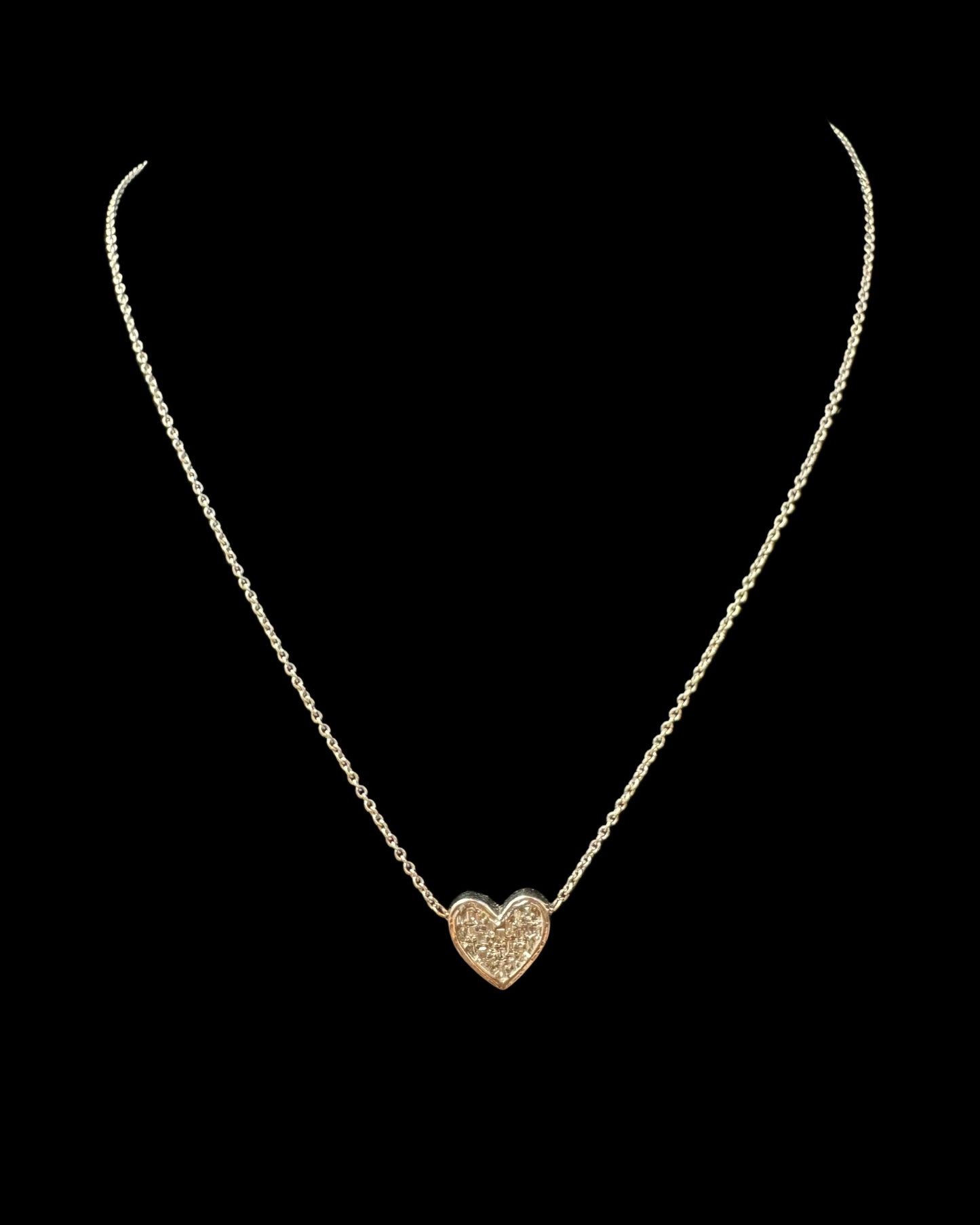 Yellow Gold Baguette Enamel Heart Necklace 0.37CT 3.6GR 14K 18"