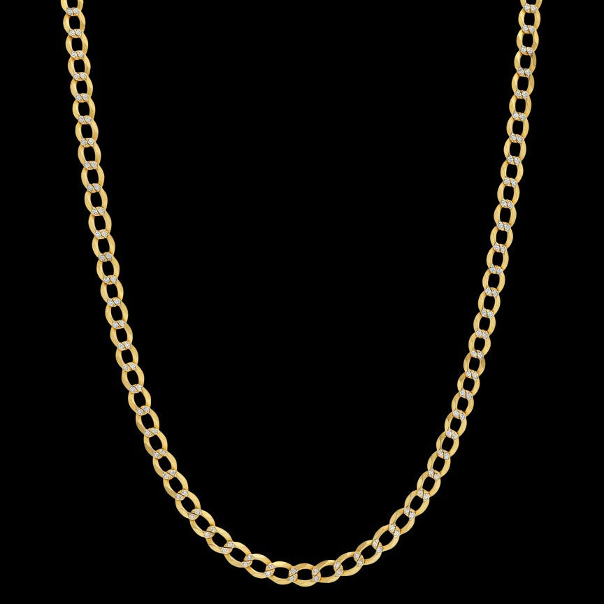 14K CLASIC TOW TONES CUBAN CHAIN (14.2GR 5MM 22")
