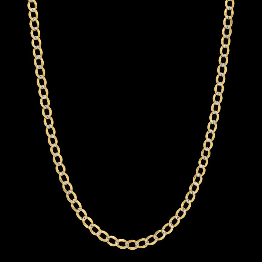 14K CLASIC TWO TONES CUBAN SOLID CHAIN (12GR 4.5MM 22")