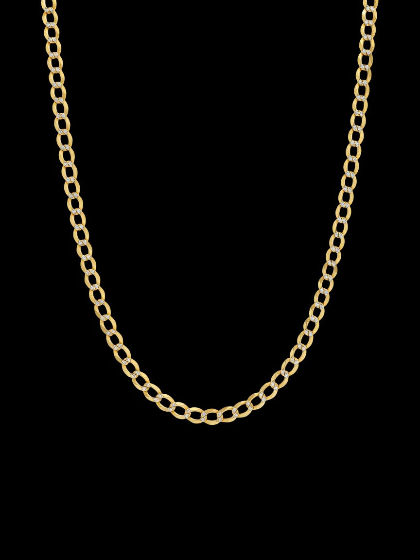 14K CLASIC TWO TONES CUBAN SOLID CHAIN (12GR 4.5MM 22")