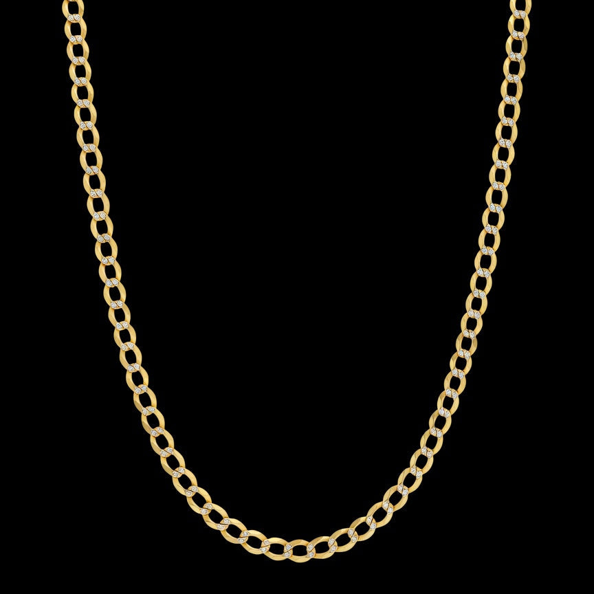 14K CLASIC TWO TONES SOLID CUBAN CHAIN (10.8GR 3.8MM 24")