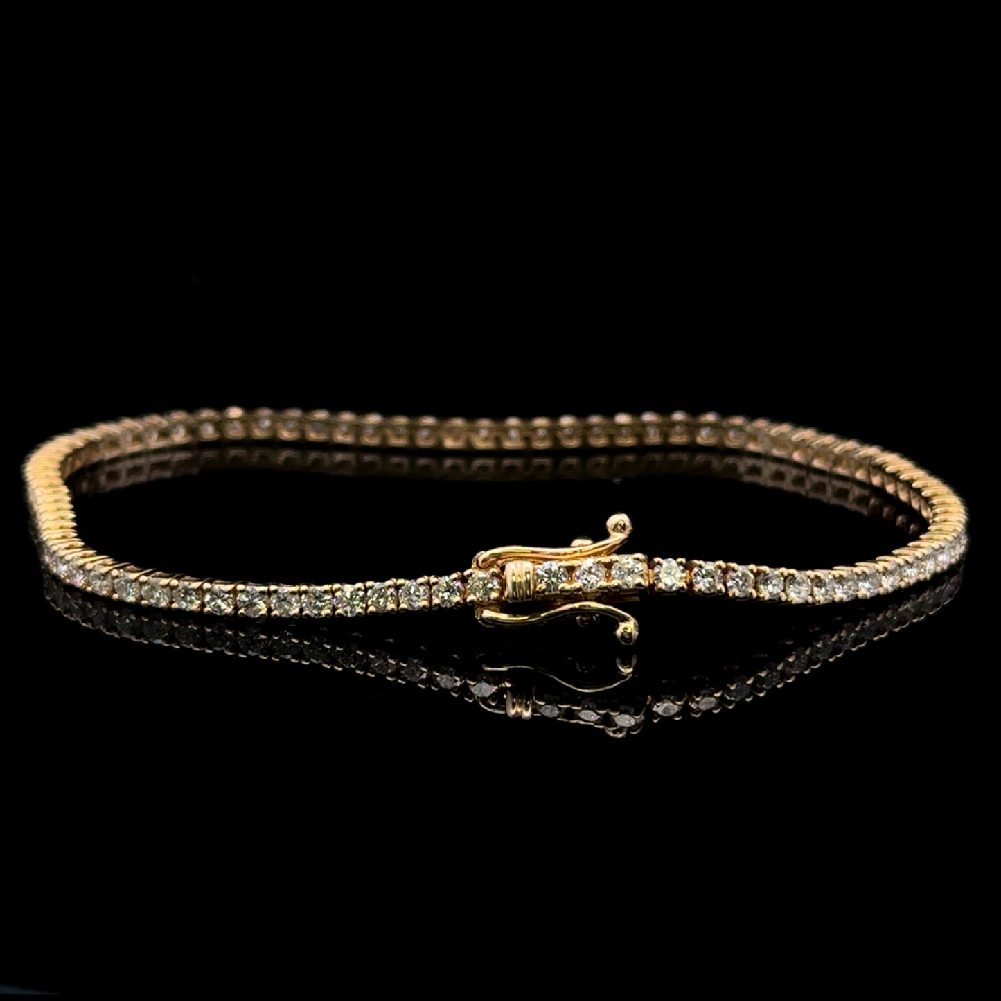 Pulsera de tenis de oro amarillo de 2,46 quilates, 6,3 gr, 2,2 mm, 14 quilates, 7"