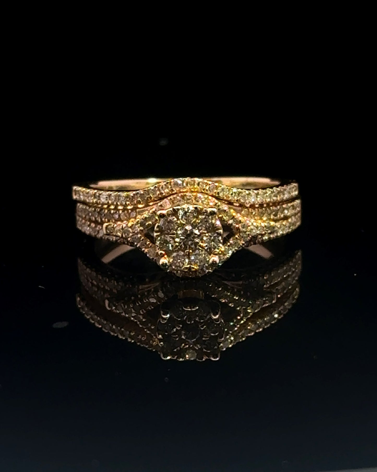 DUO Yellow Gold Engagement Ring 0.61CT 5.2GR 14K 7"