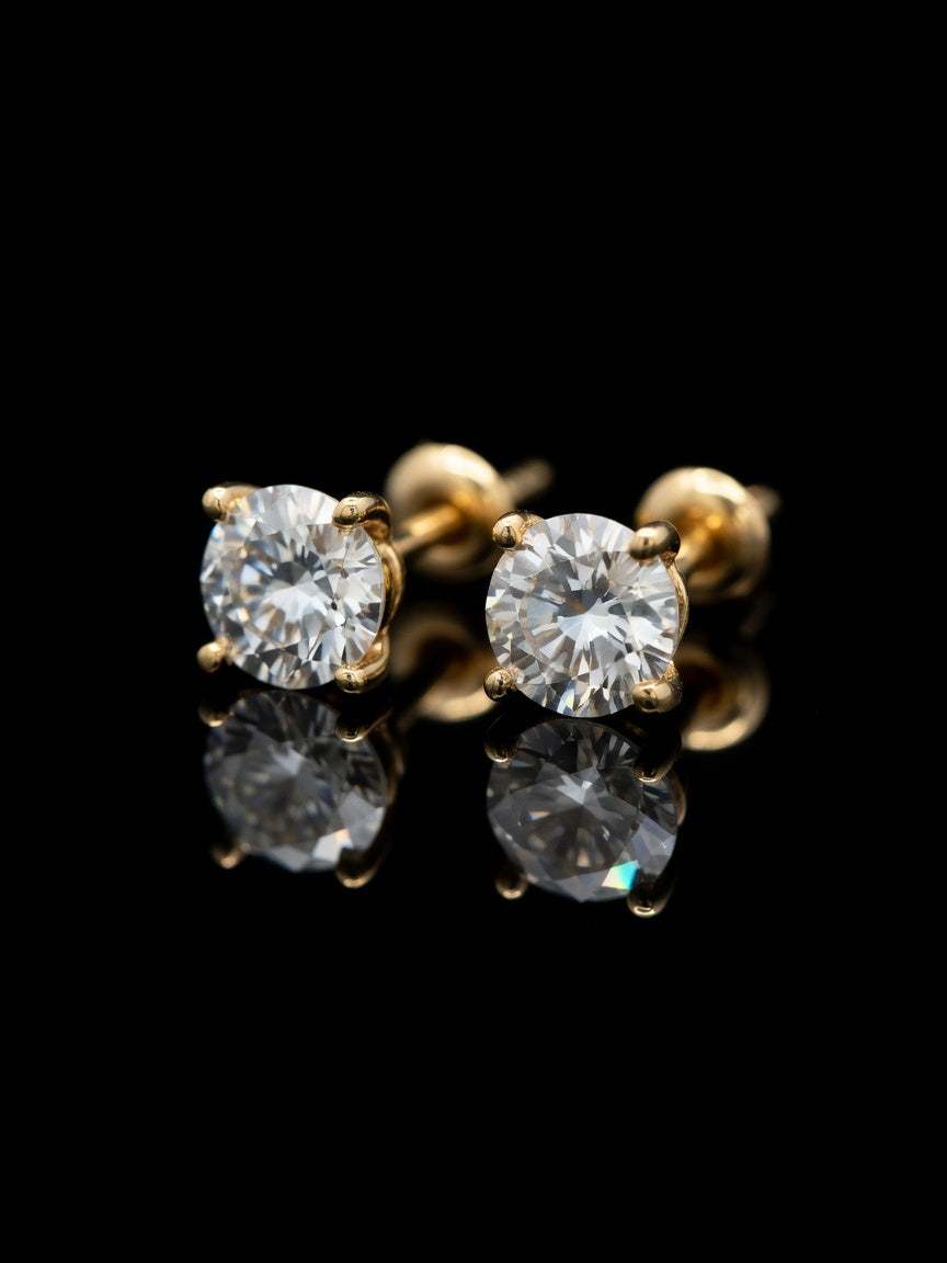 14K YELLOW GOLD LAB DIAMOND GROWN PERFECT MARTINI EARRING (1.3GR 2.2CT 6.5MM)