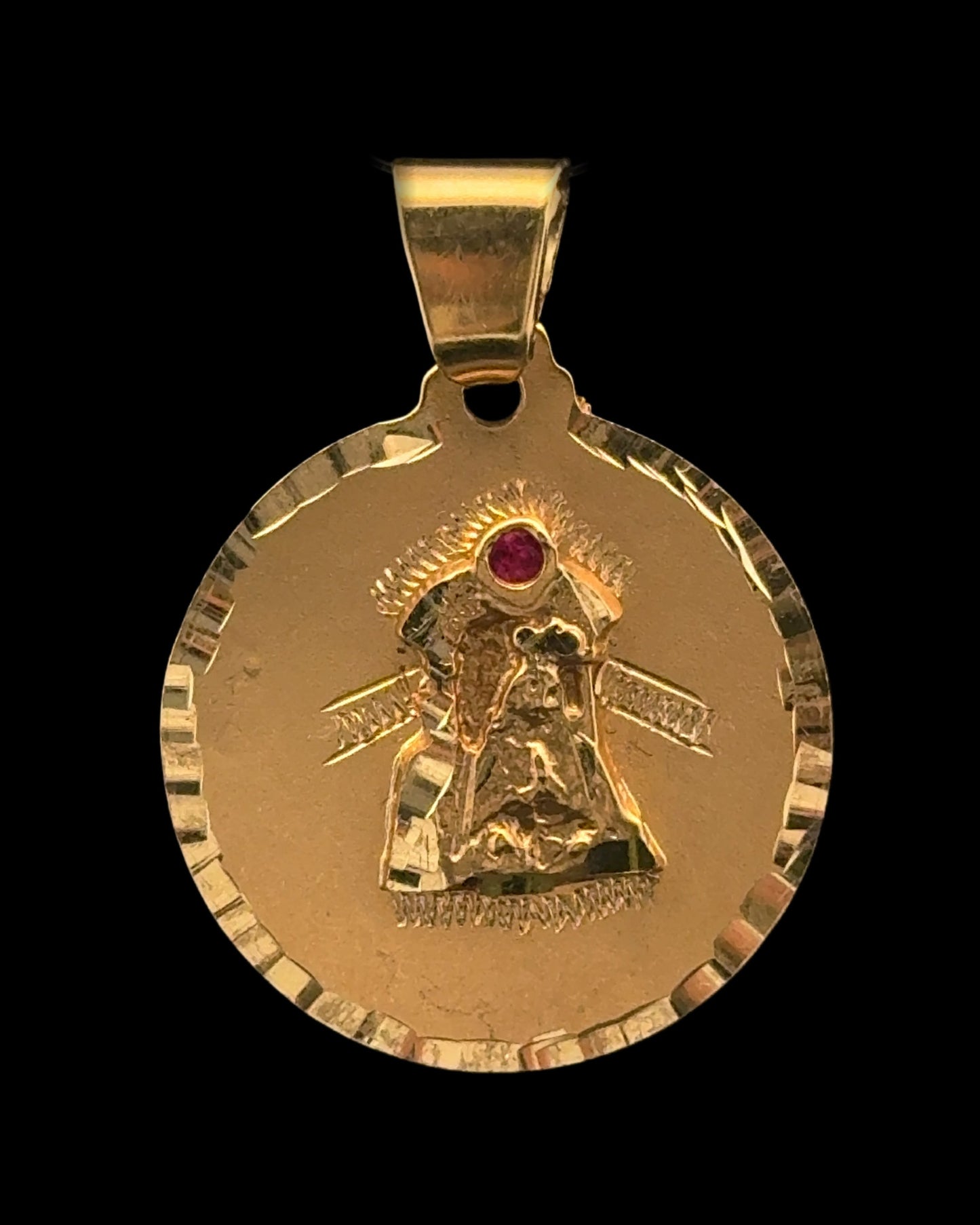 PENDANT MEDALLA VIRGEN TRINIDAD CZ 3.3GR 14K
