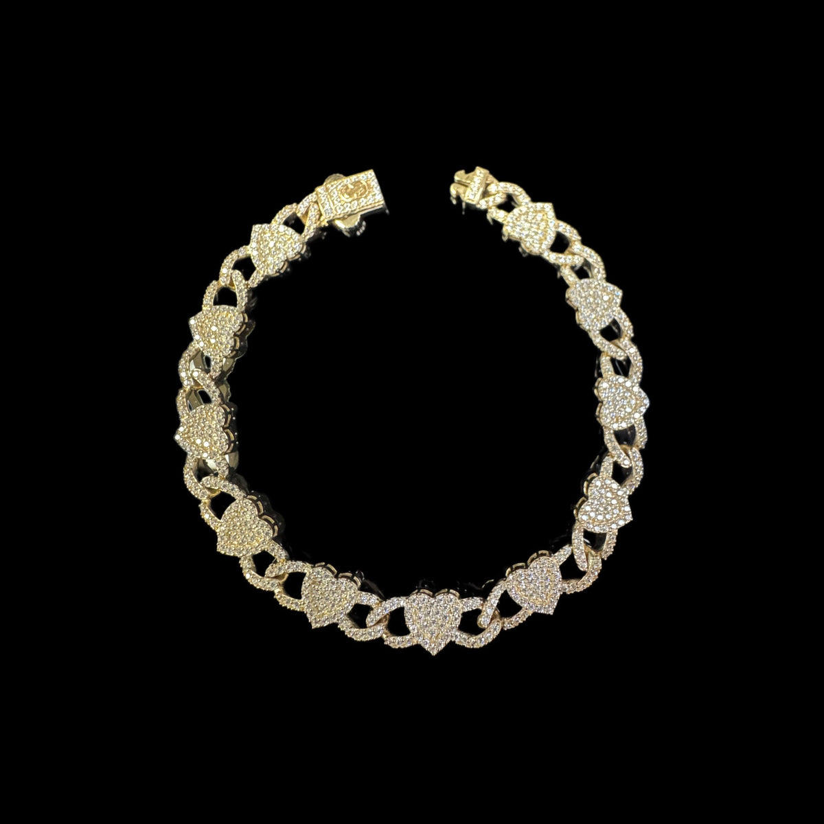 14K ITALO BRACELET WITH FULL CZ HEART (10.5GR 7")