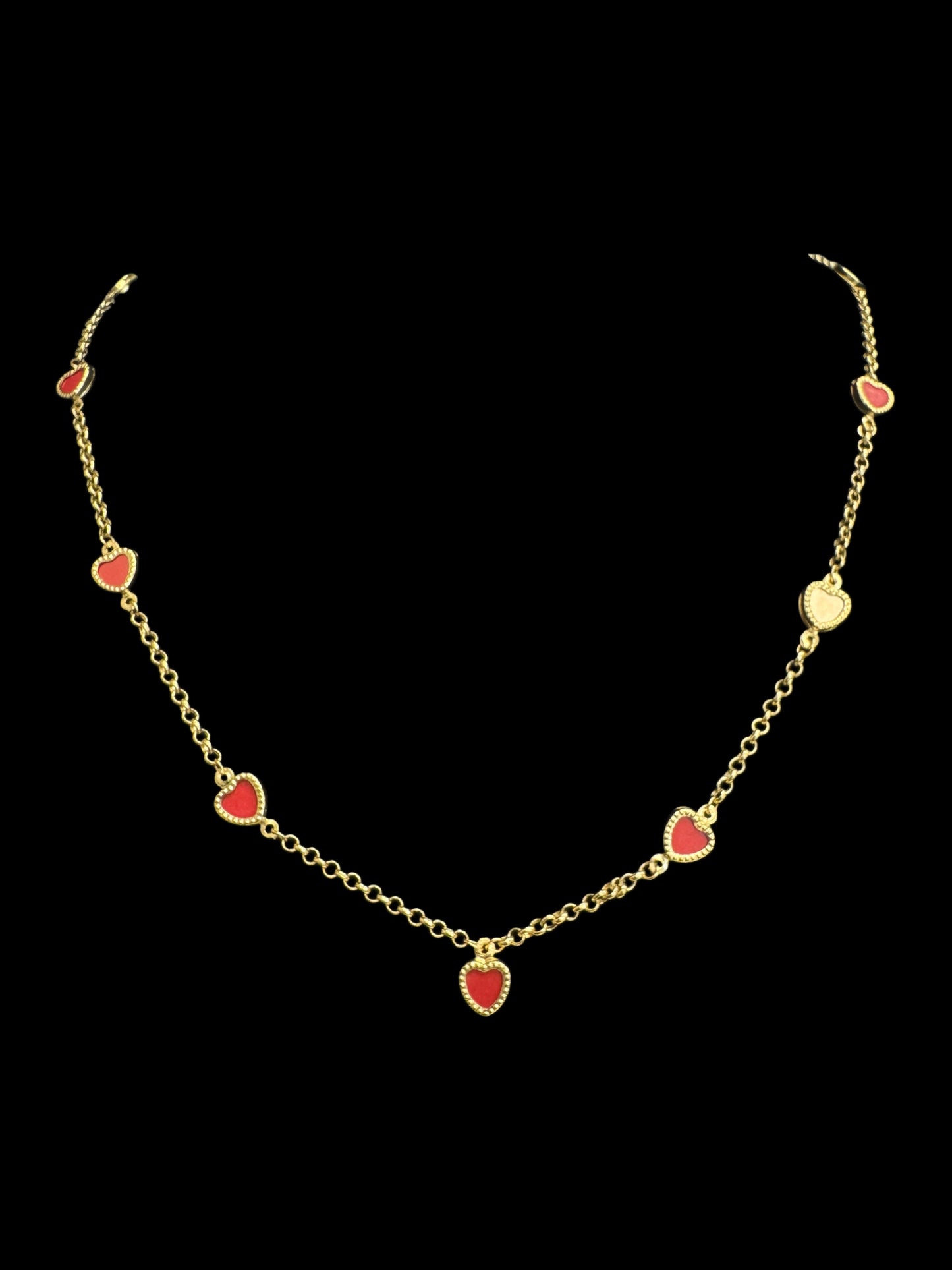 14K GOLG NECKLACE RED HEART (6GR 18")