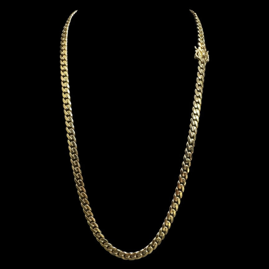 14K YELLOW SEMISOLID CUBAN CHAIN (24.5GR 6MM 22")
