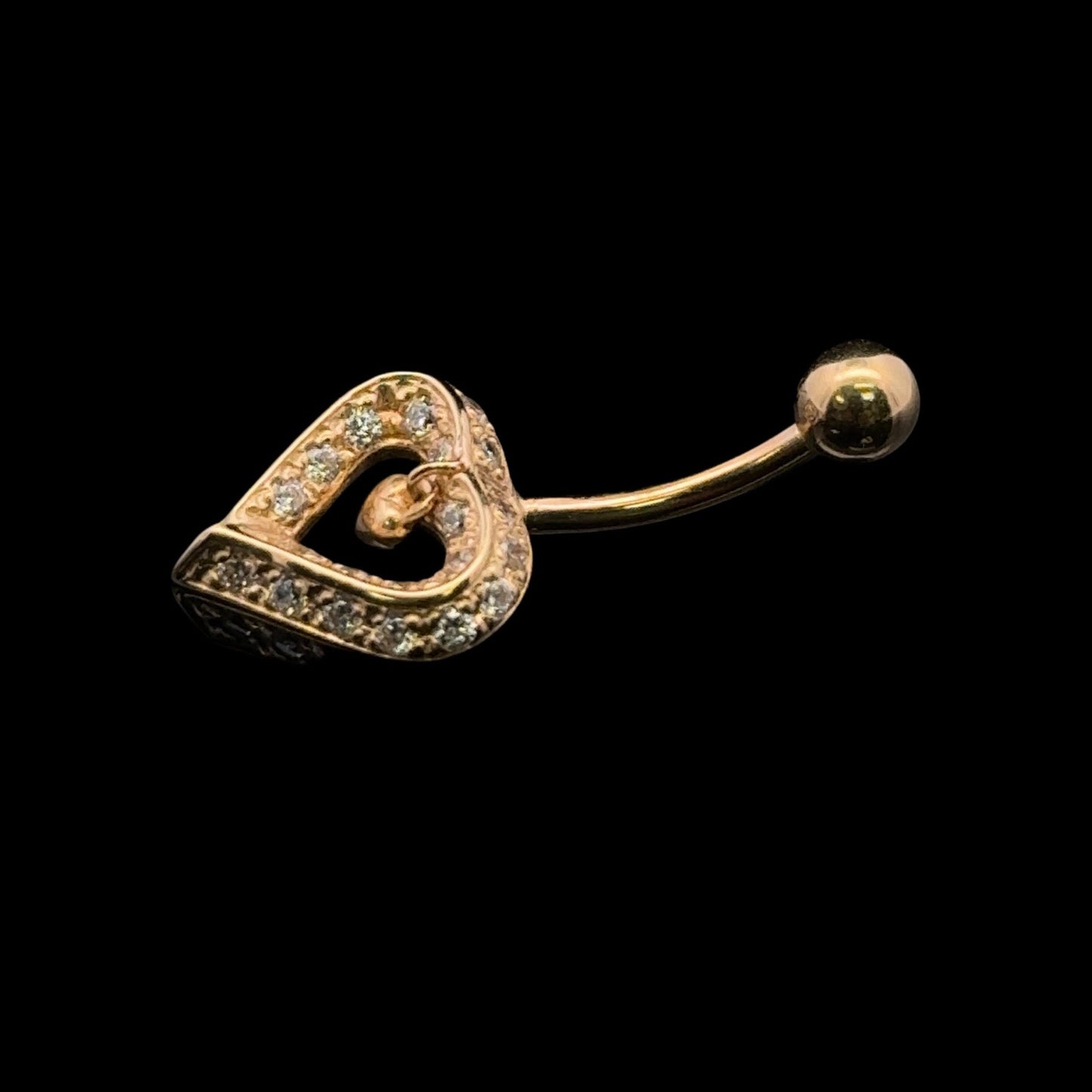 14K HEART CZ NAVEL PIERCING