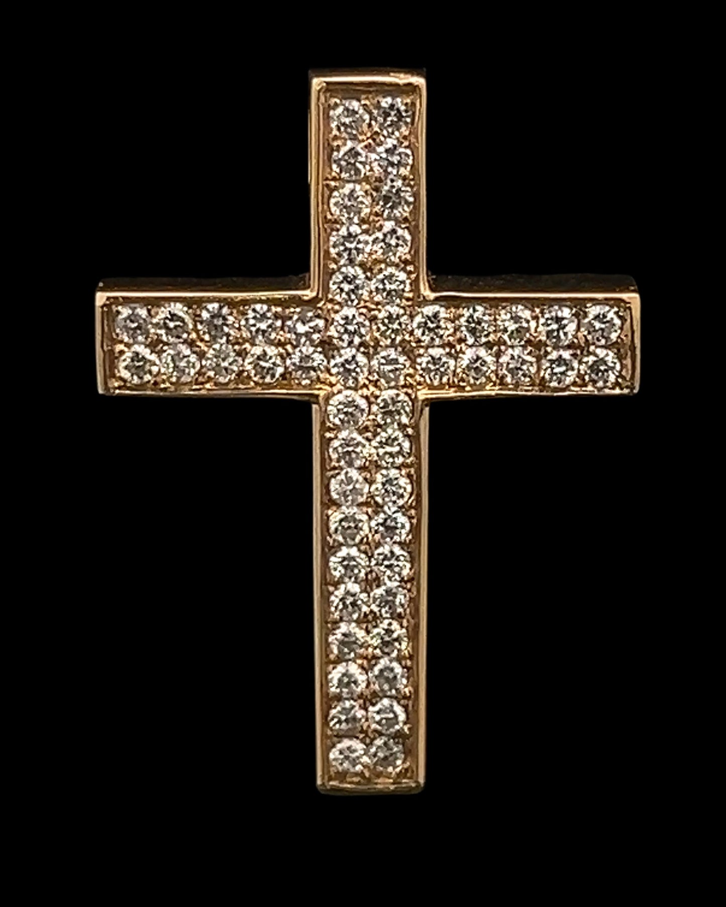 Yellow Gold Box Cross Pendant 1.08CT 5.9GR 14K