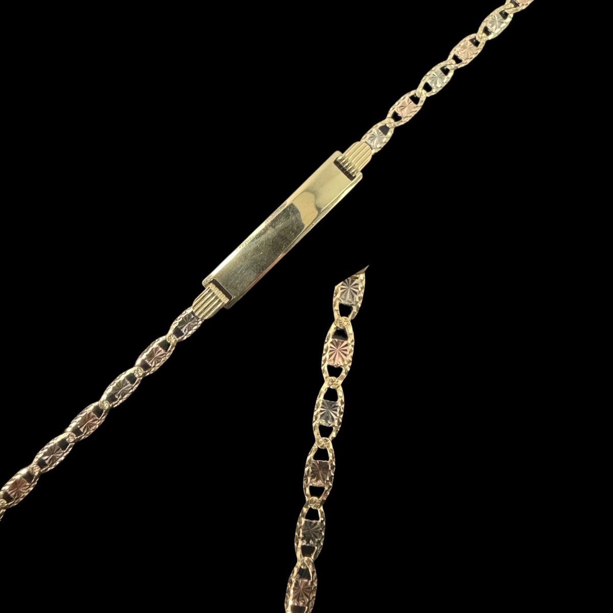14K BABY ID BRACELET 3 TONES (3.6GR 6MM 6")