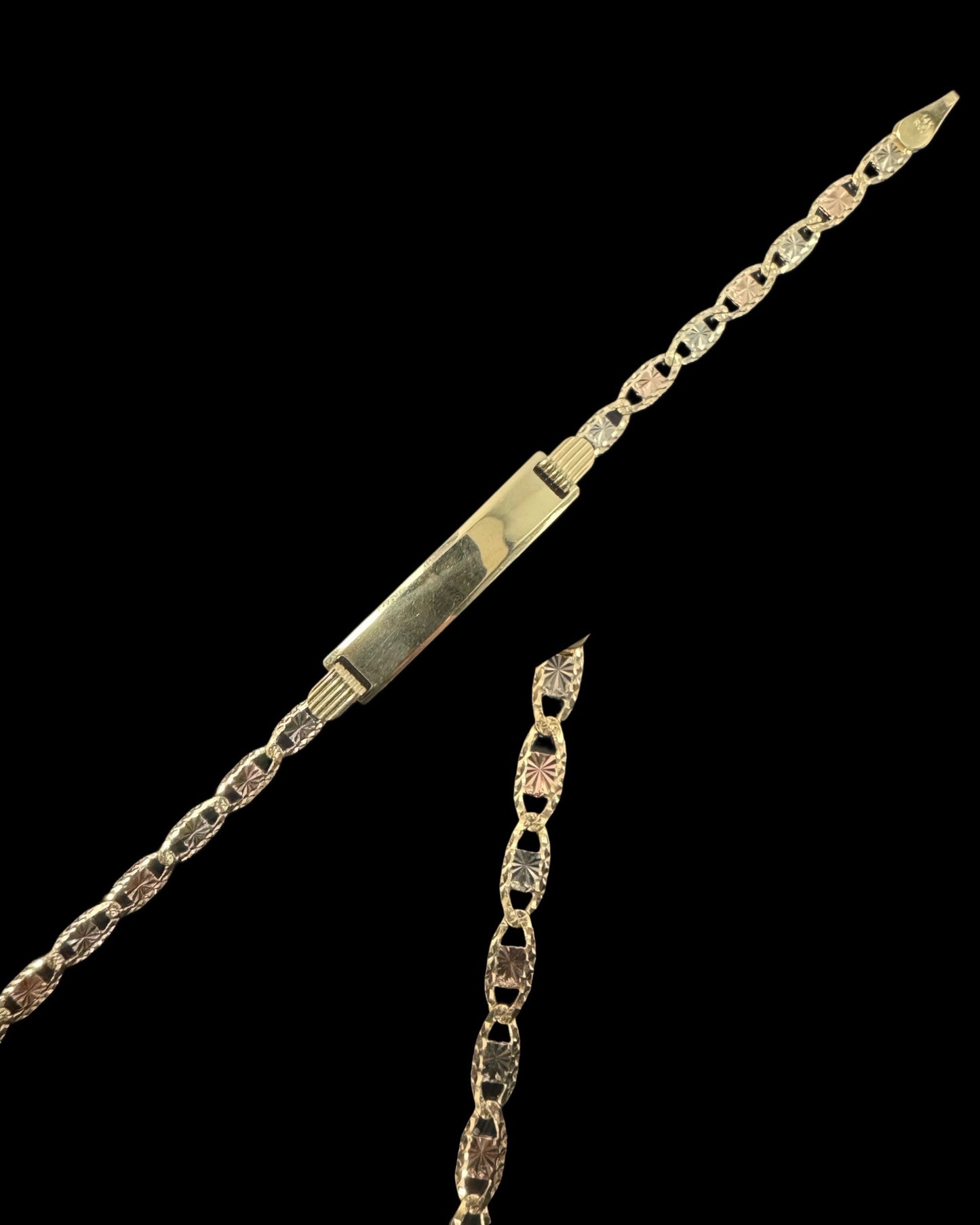 14K GOLD BABY ID BRACELET 3 TONES (3.3GR 6")