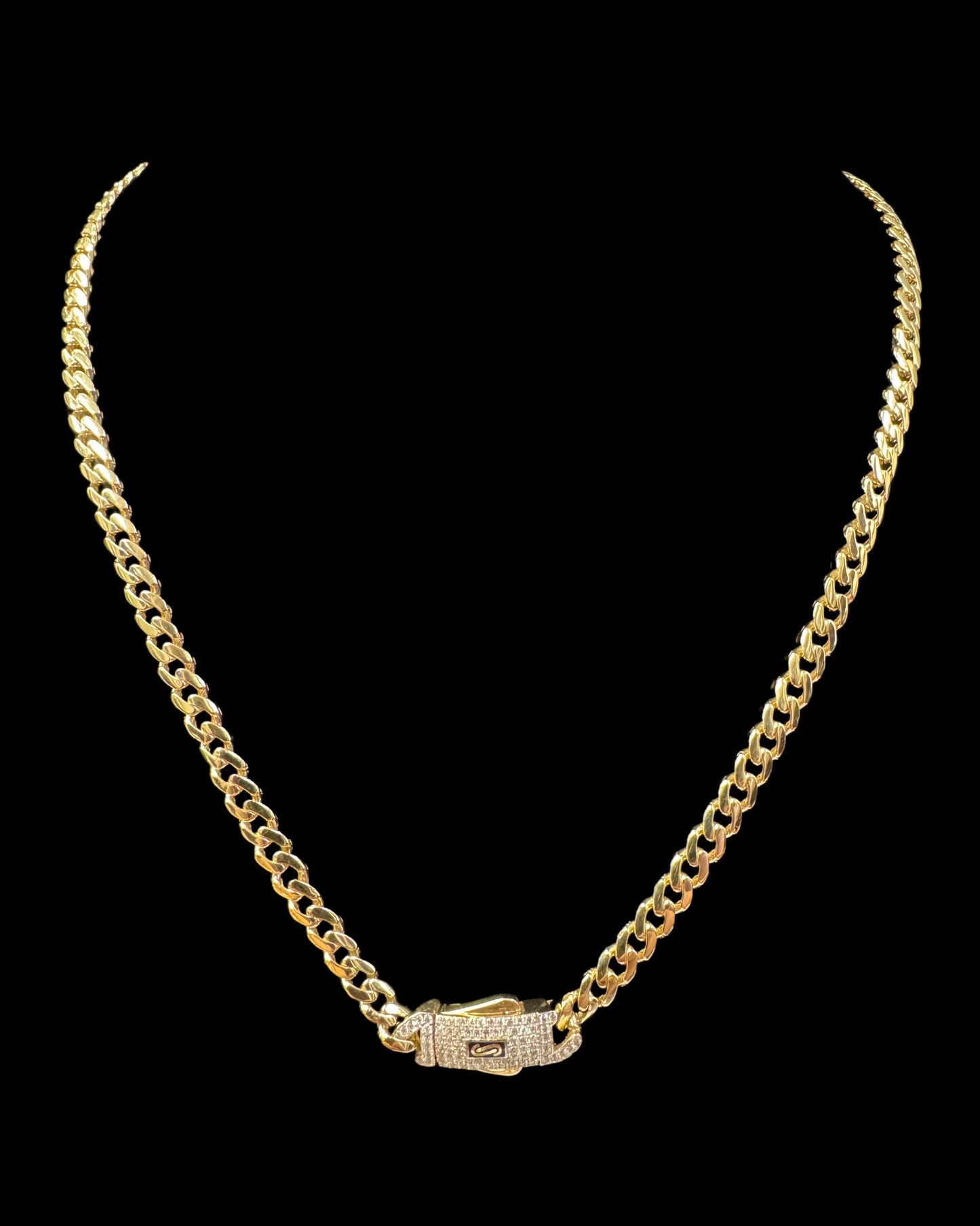 CADENA MONACO HOLLOW CON BROCHE CZ 9.9GR 5MM 14K 16"