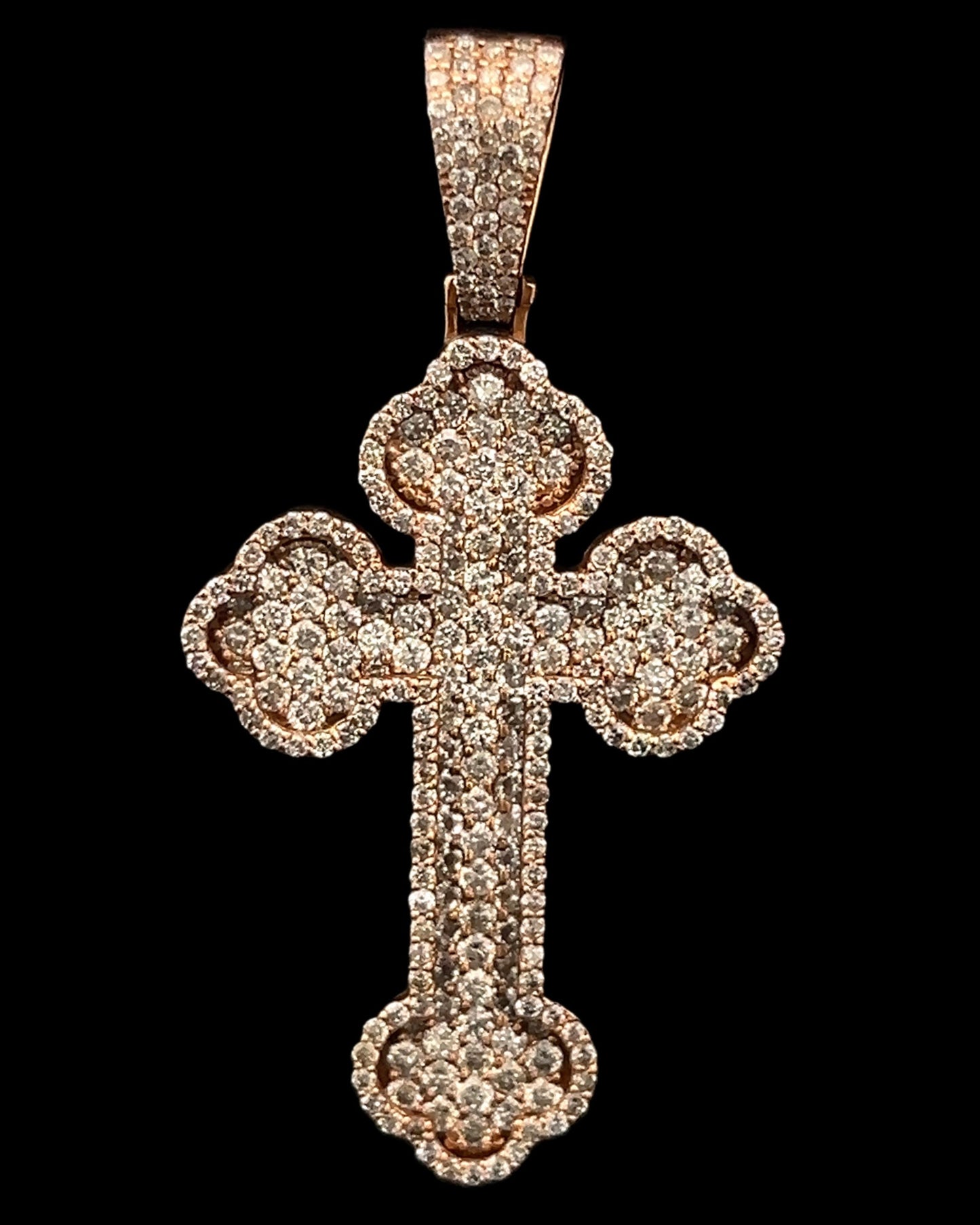 Rose Gold Maltese Cross Pendant 2.87CT 8.8GR 14K