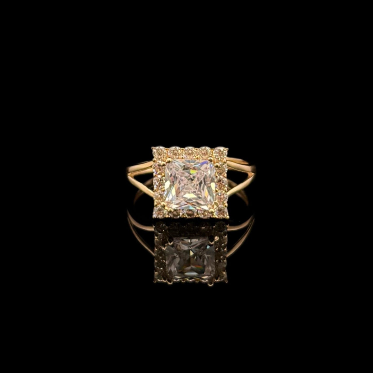 14K GOLD SQUARE ENGAGEMENT RING CZ (3.2GR 7")
