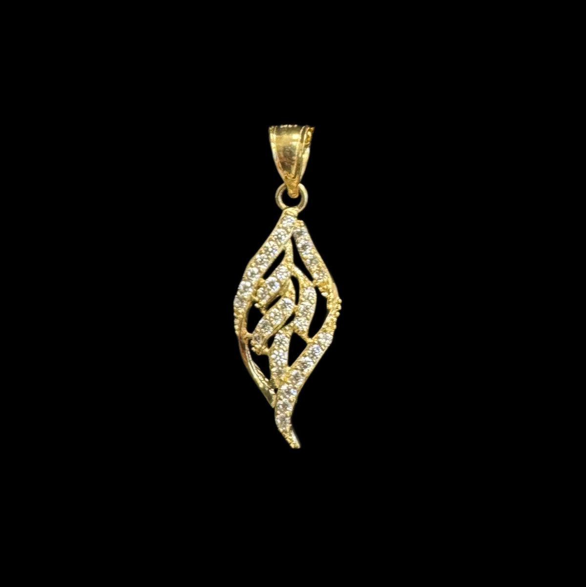 14K GOLD LEAF PENDANT CZ (1.4GR)