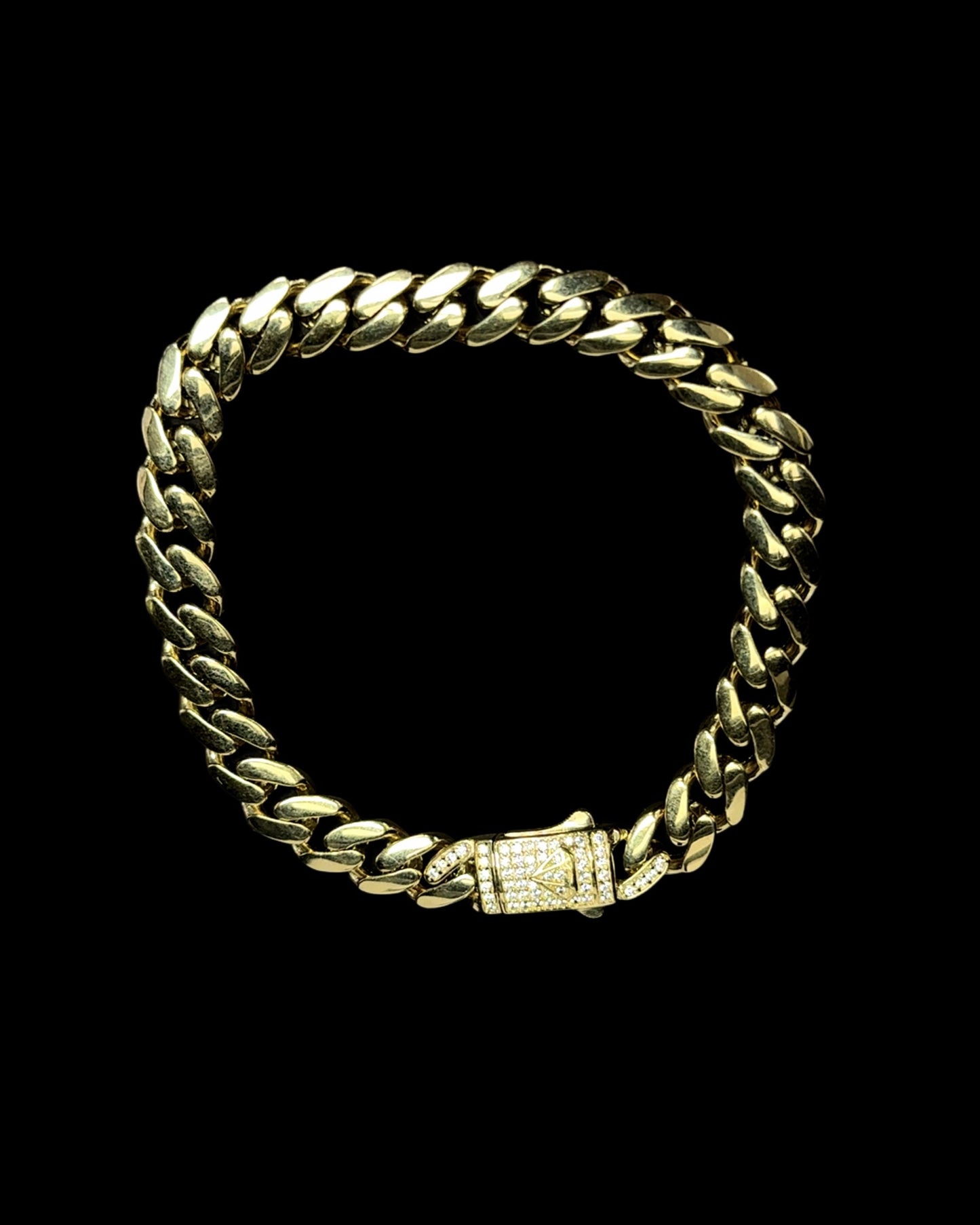 BRACELET ITALLO SEMISOLIDO BROCHE CZ 15.3GR 9MM 9"