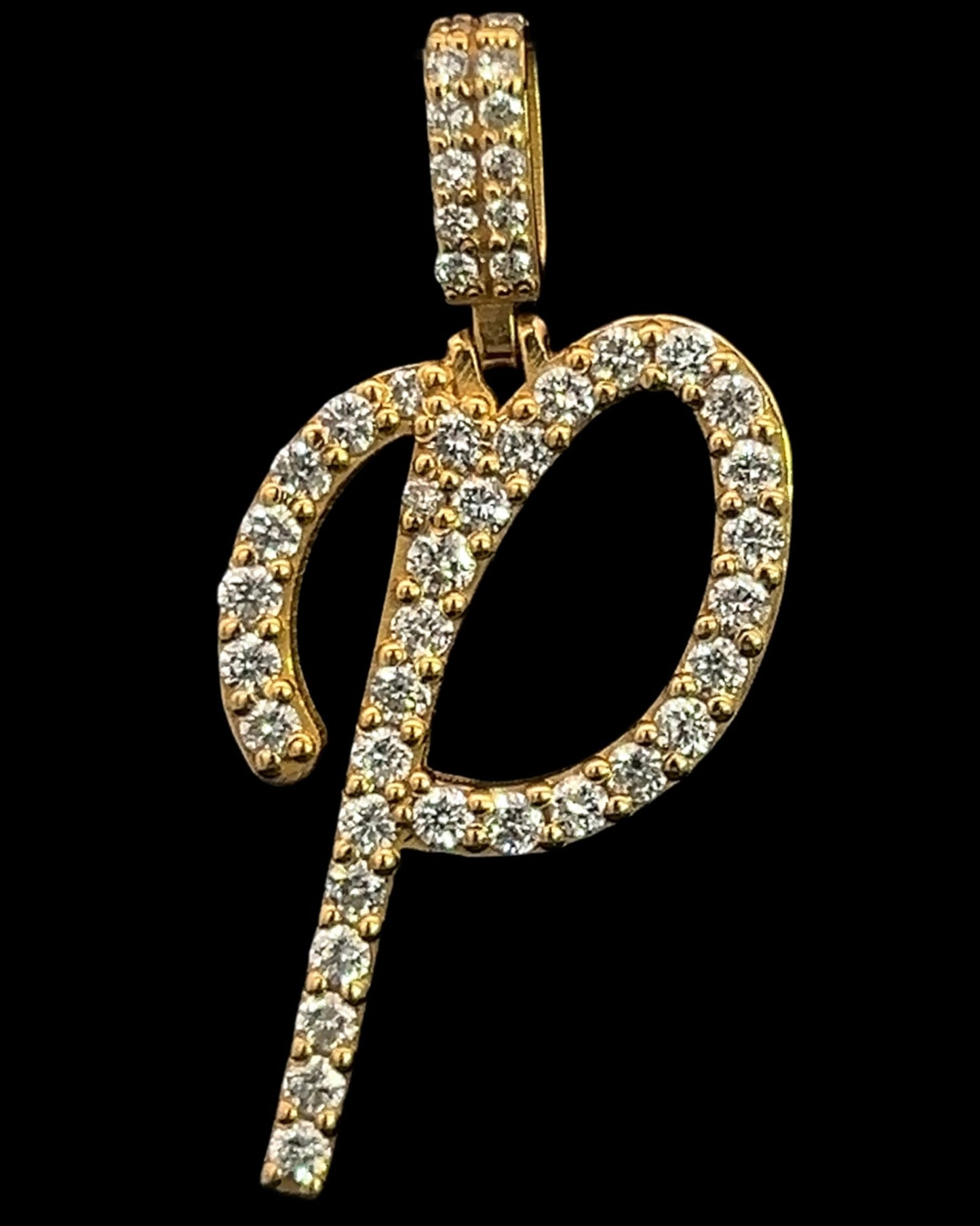 Yellow Gold Letter P Pendant 0.89CT 3GR 14K