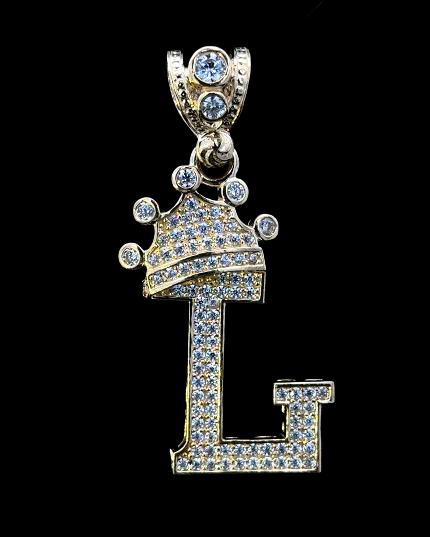 PENDANT LETRA L CON CORONA CZ 4.5GR 14K
