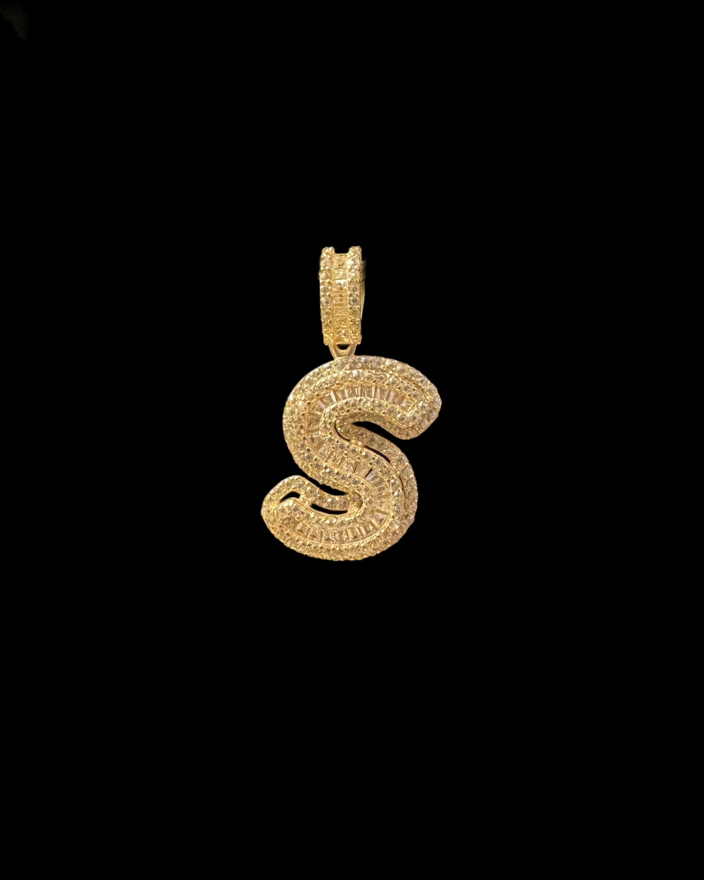 PENDANT LETRA S BAGUETTE CZ 3.8GR 14K