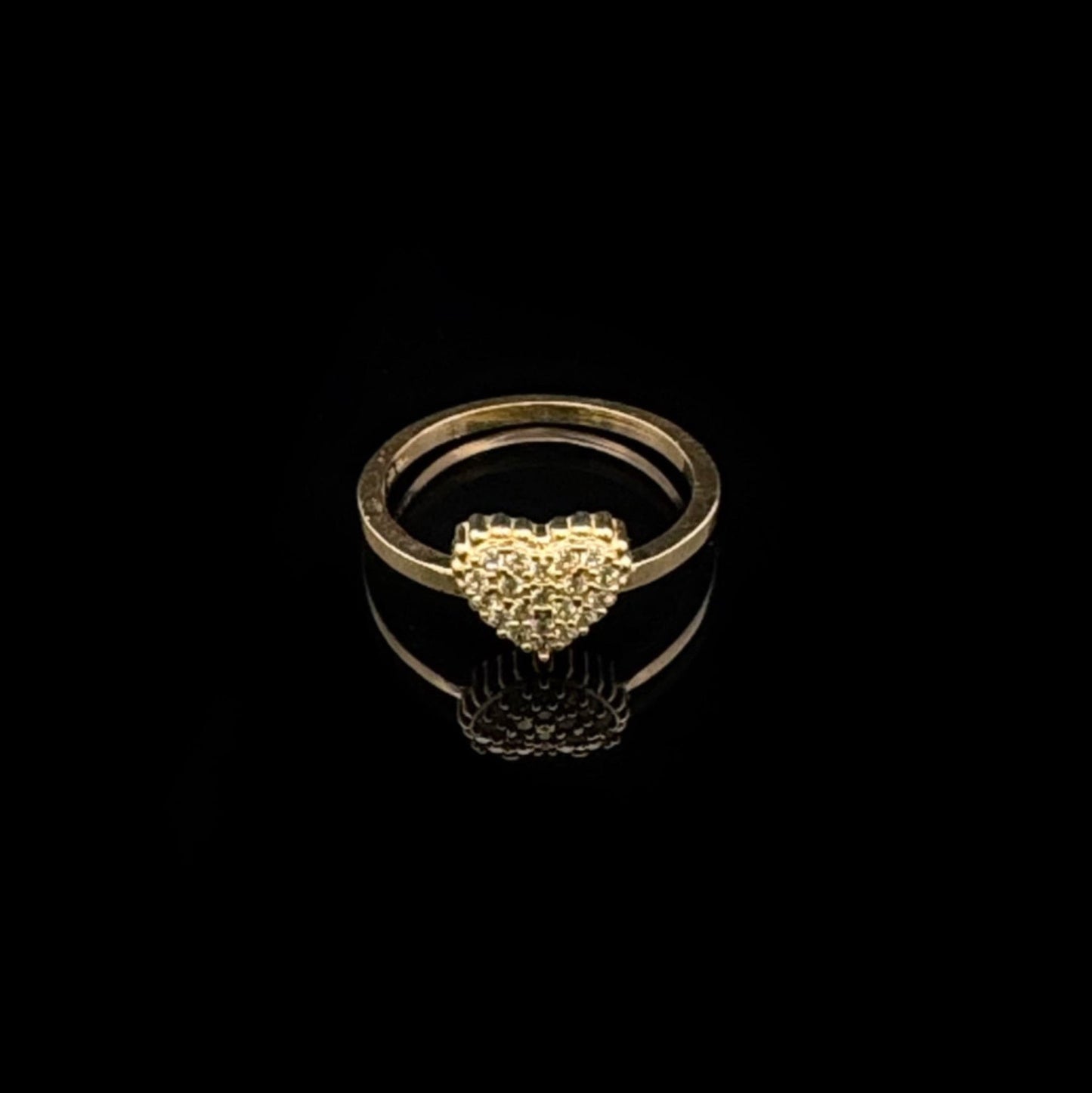 14K GOLD CZ HEART RING (2GR 6.5")
