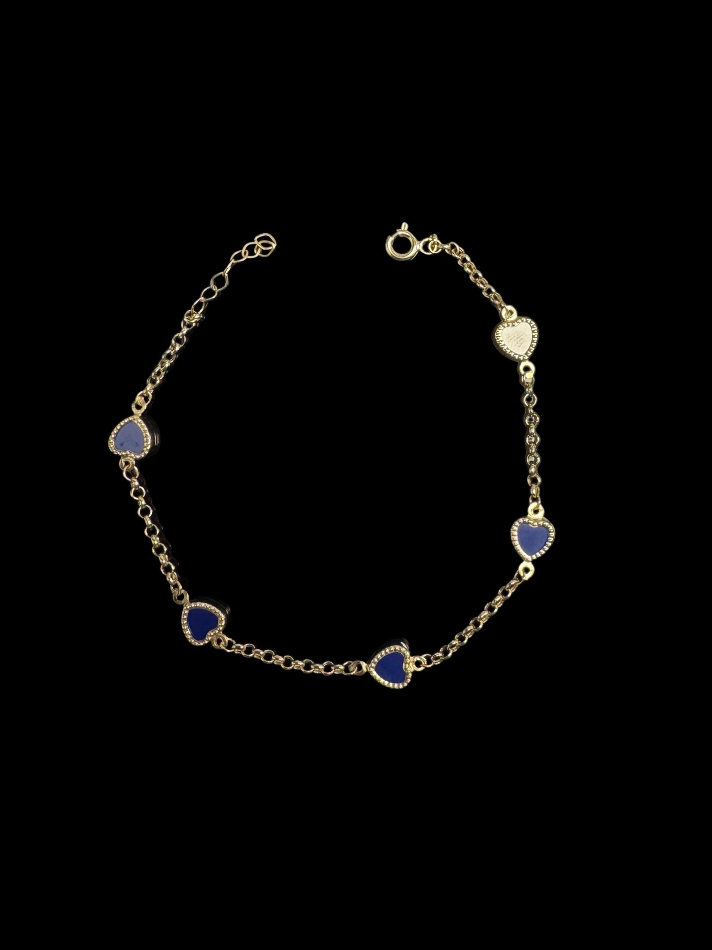 14K GOLD HEART BLUE BRACELET (3GR 7.5")