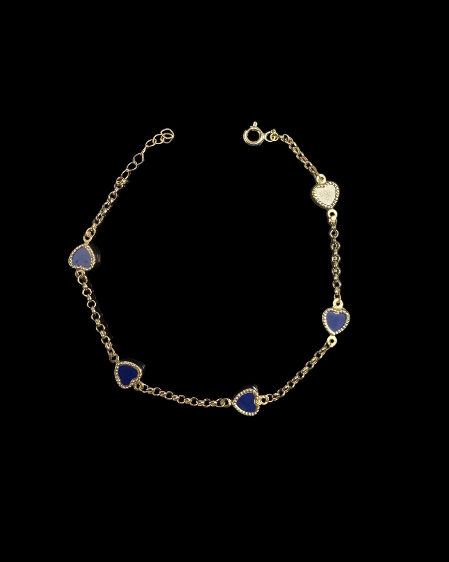 14K GOLD HEART BLUE BRACELET (3GR 7.5")