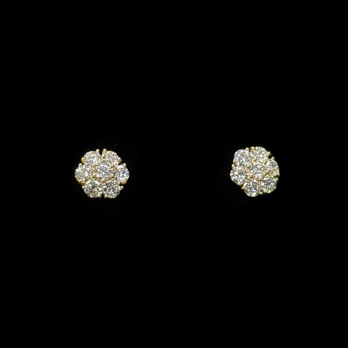 ARETES FLOR BIG AMARILLO LAB DIAMOND 3.53CT 4.1GM 14K