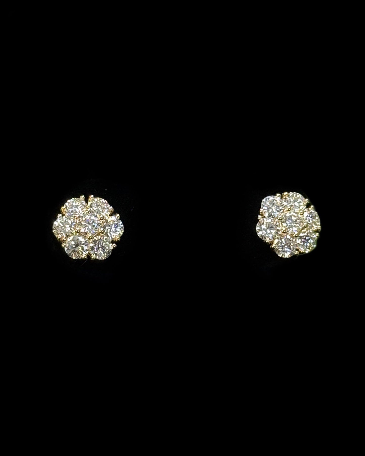 ARETES FLOR BIG AMARILLO LAB DIAMOND 3.53CT 4.1GM 14K