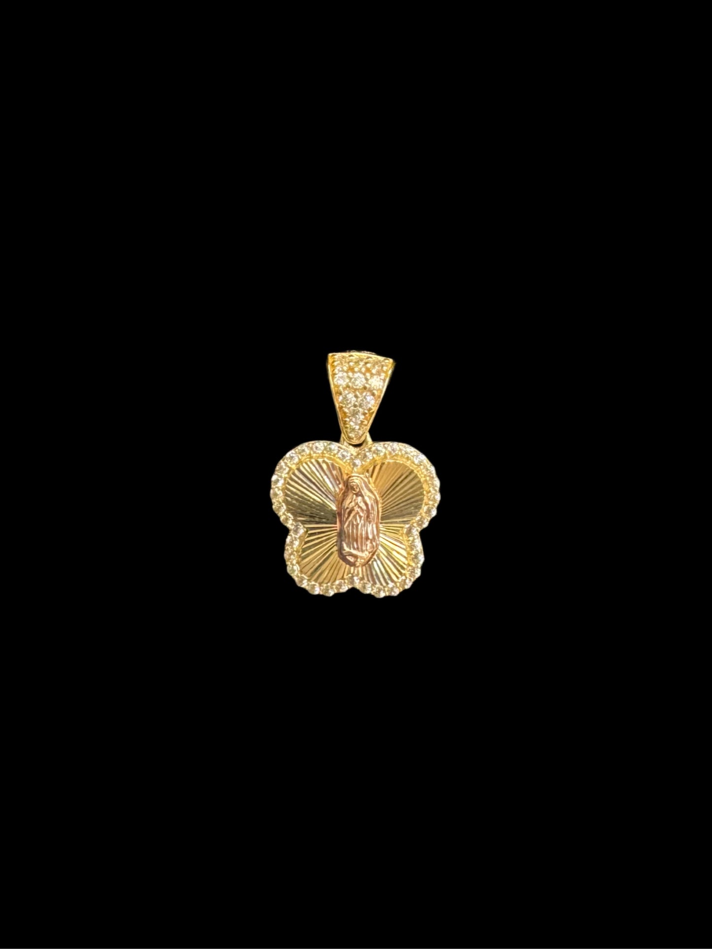 14K GOLD VIRGEN MARIA FLOWER PENDANT (1.8GR)